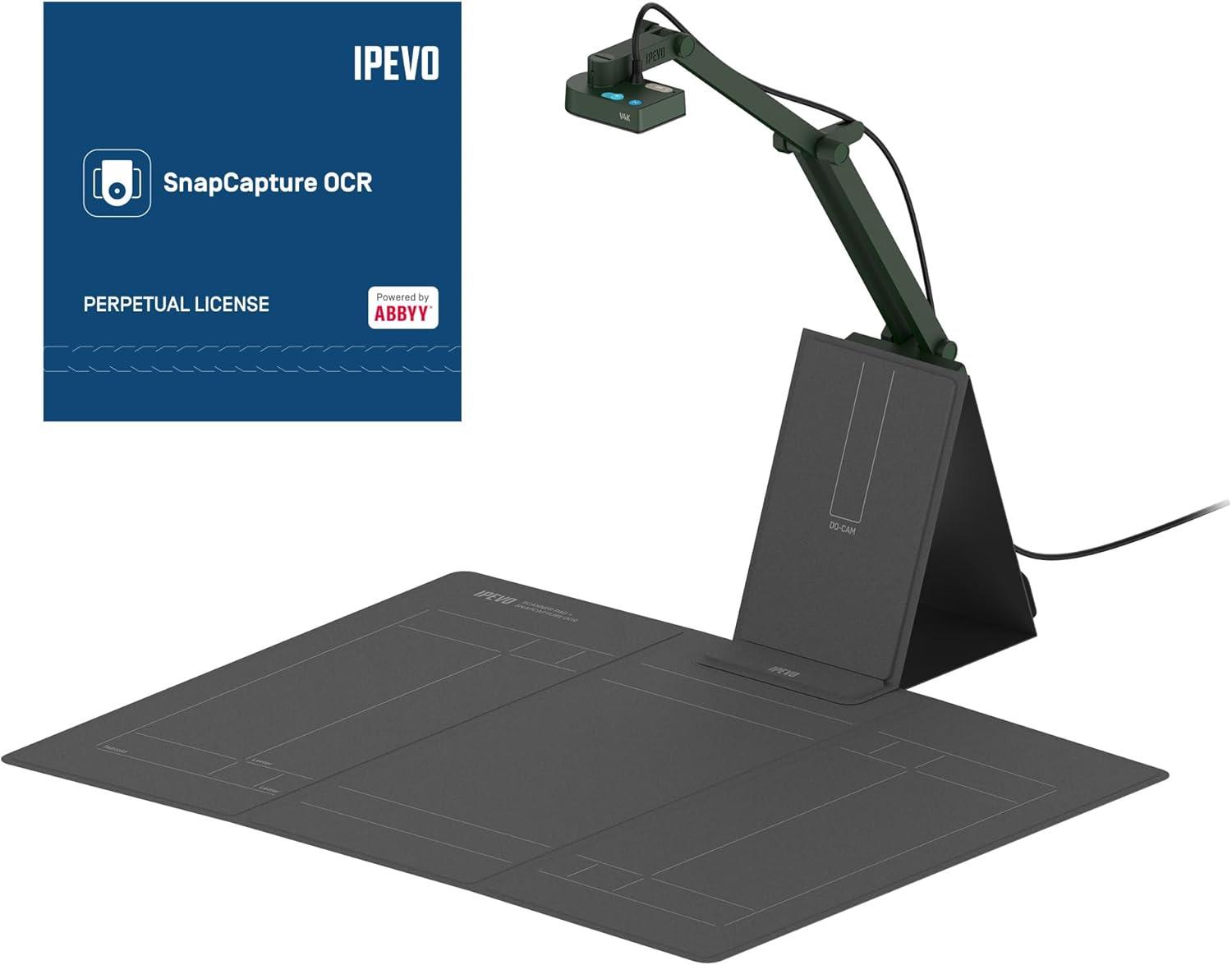 IPEVO V4K-S Belge ve Kitap Tarayıcı Kamerası, Pad ve Çok Dilli OCR Yazılım Dahil