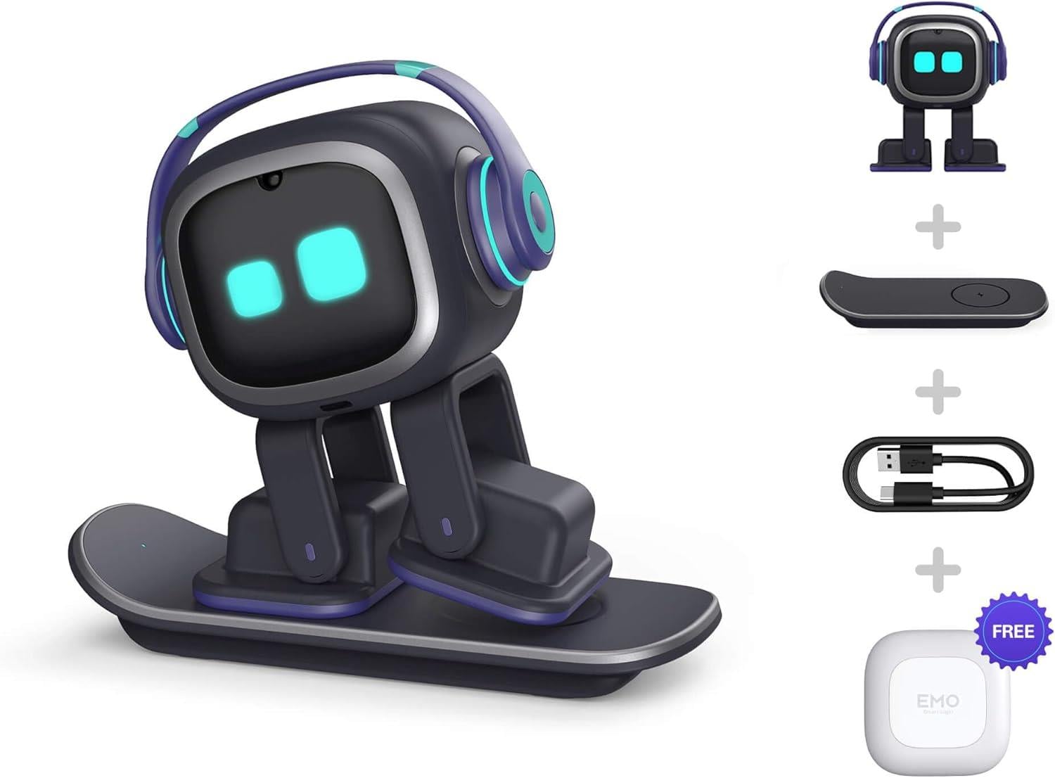 EMO Go Home AI Masaüstü Pet Robot Skateboard İle Birlikte
