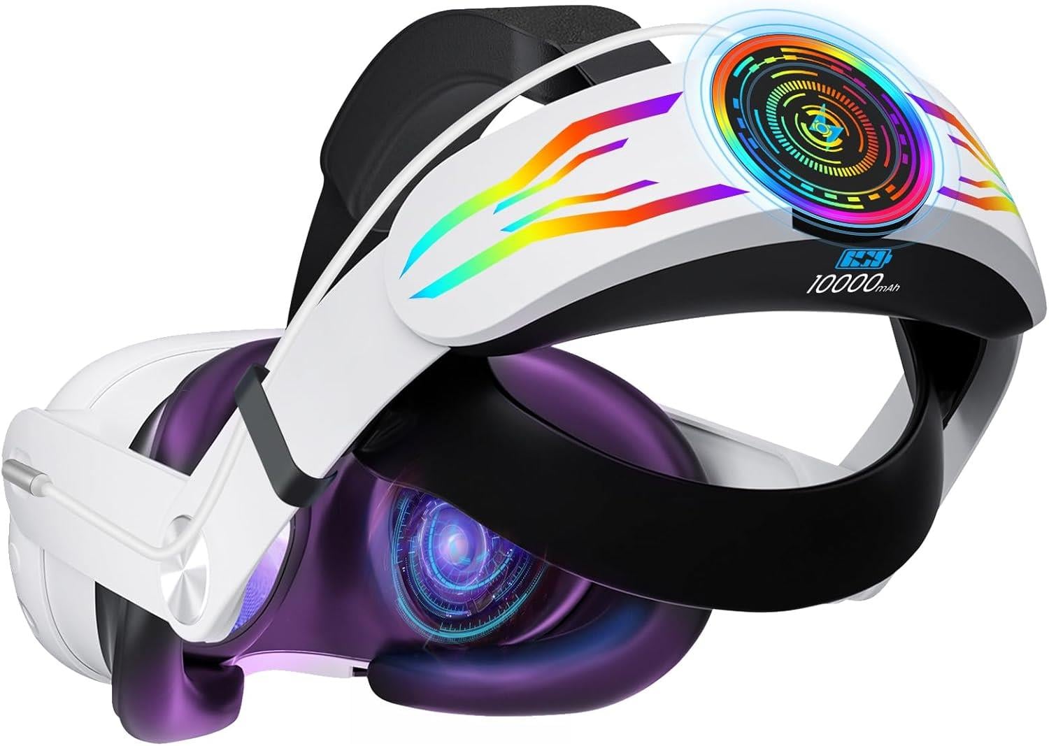 Geekera Meta Quest 3 ve 3S İçin 10000mAh Pilli RGB Işıklı Konforlu Kafa Bandı