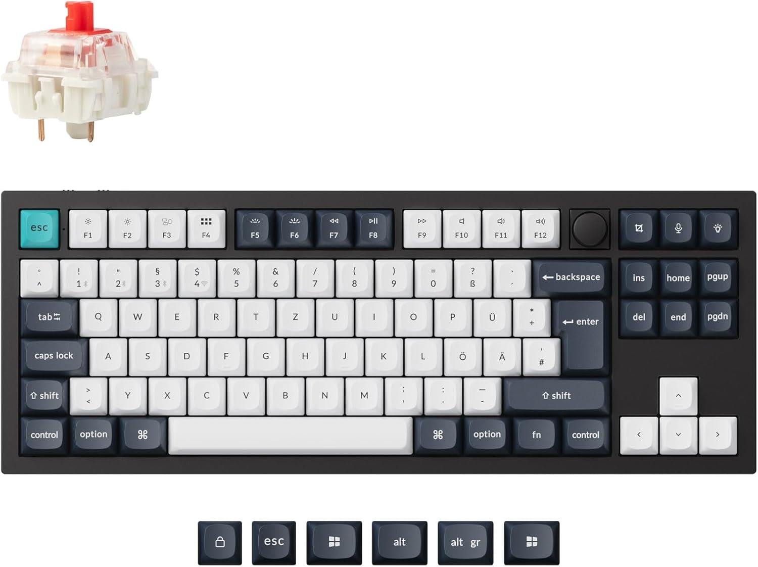 Keychron Q3 Max QMK-VIA Kablosuz Özel Mekanik Klavye Kırmızı Switch