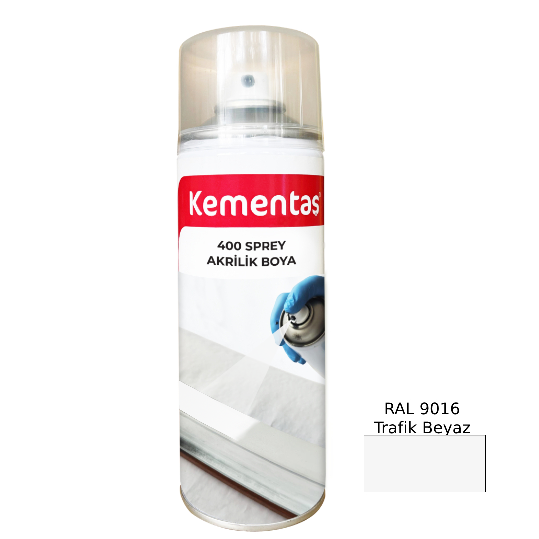 RAL 9016 Trafik Beyaz Sprey Boya 400ml Kementaş Sprey Boya