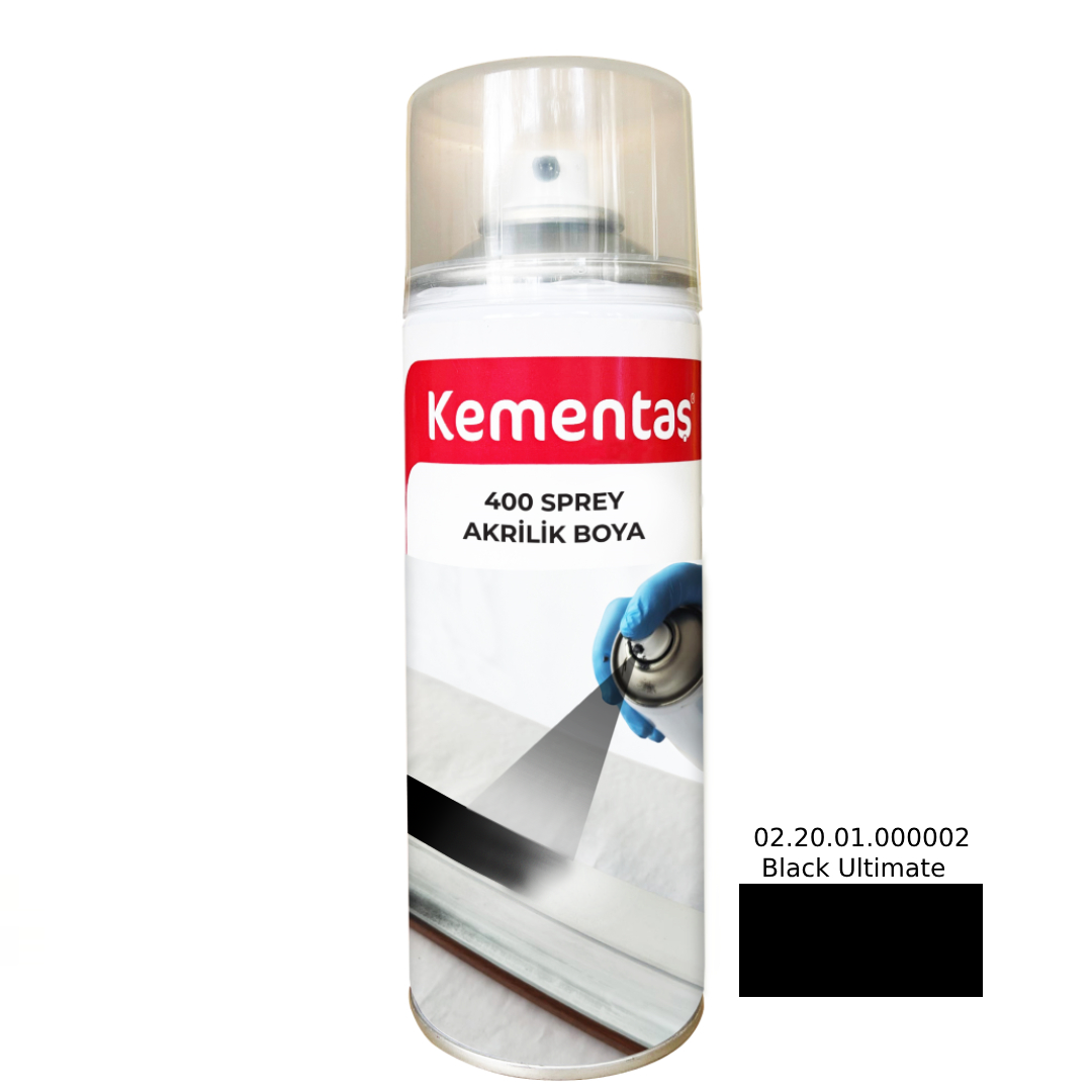 02.20.01.000002 Black Ultimate 400ml Sprey Boya Kementaş Sprey Boya