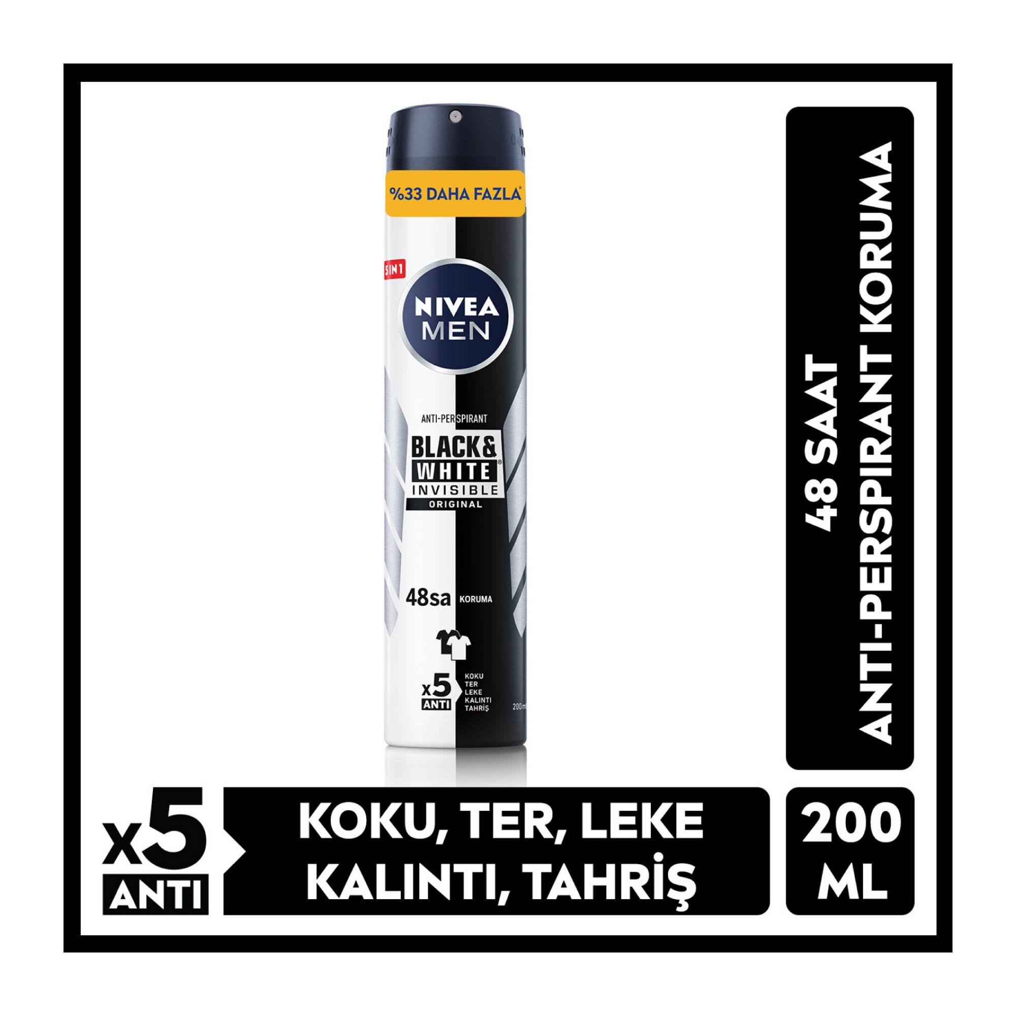 Nivea Men Deodorant Invisible Black&White Original Sprey 200ml