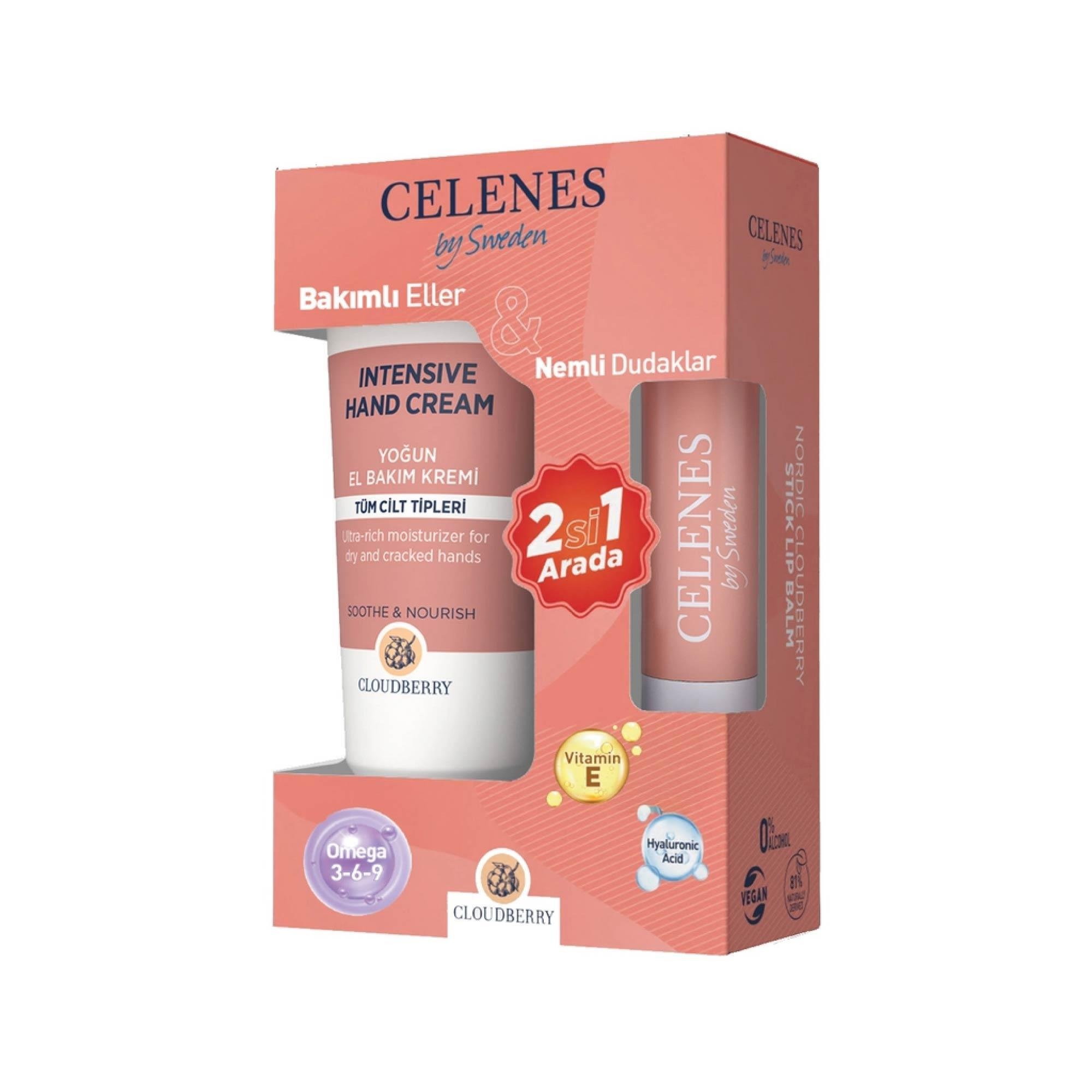 Celenes Cloudberry Tüm Cilt Tipleri İçin Yoğun El Bakım Kremi 75 ml + Stick Lip Balm 4,8 gr