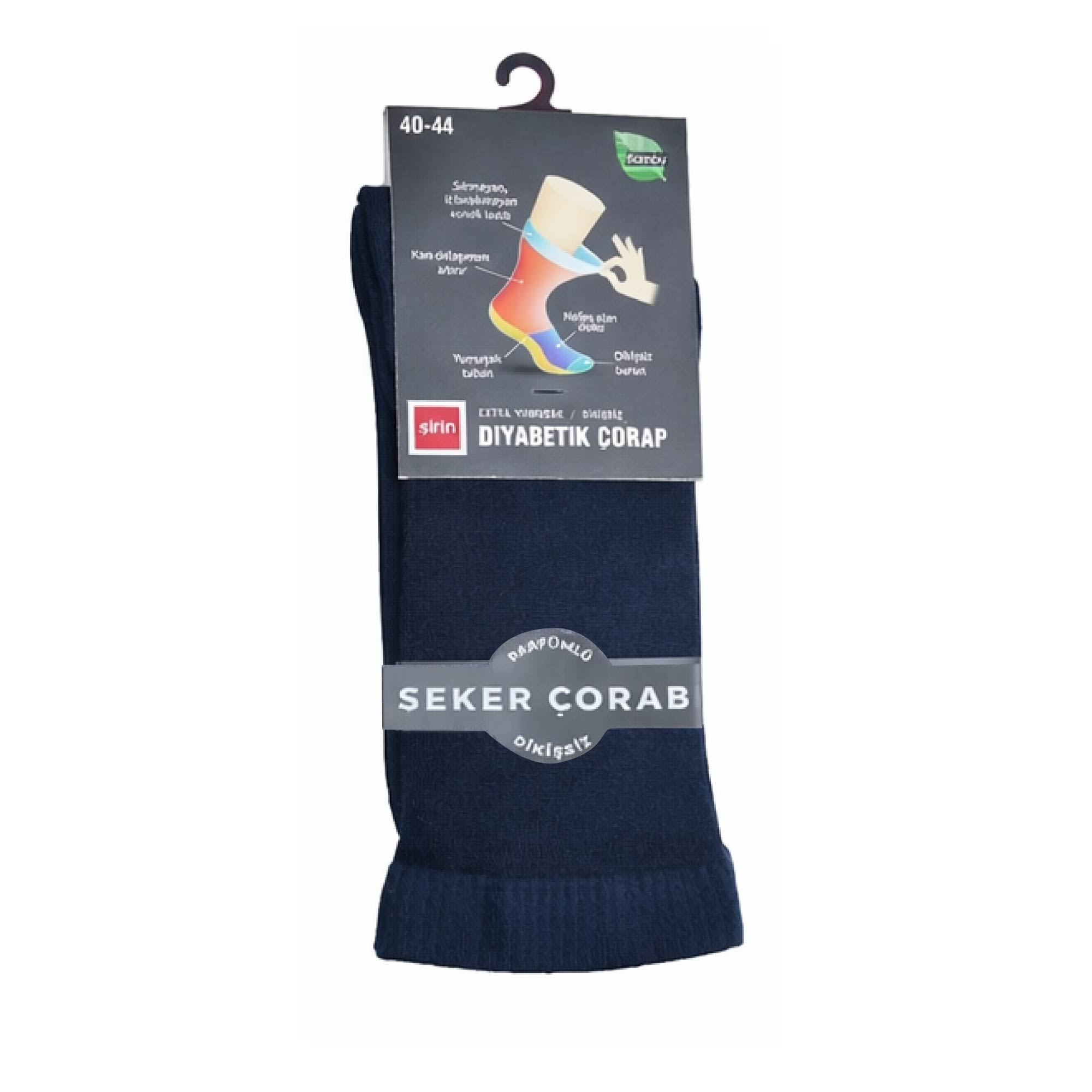 Şirin Bambu Erkek Lacivert Diyabetik Çorap  Parfümlü Dikişsiz Şeker Çorabı