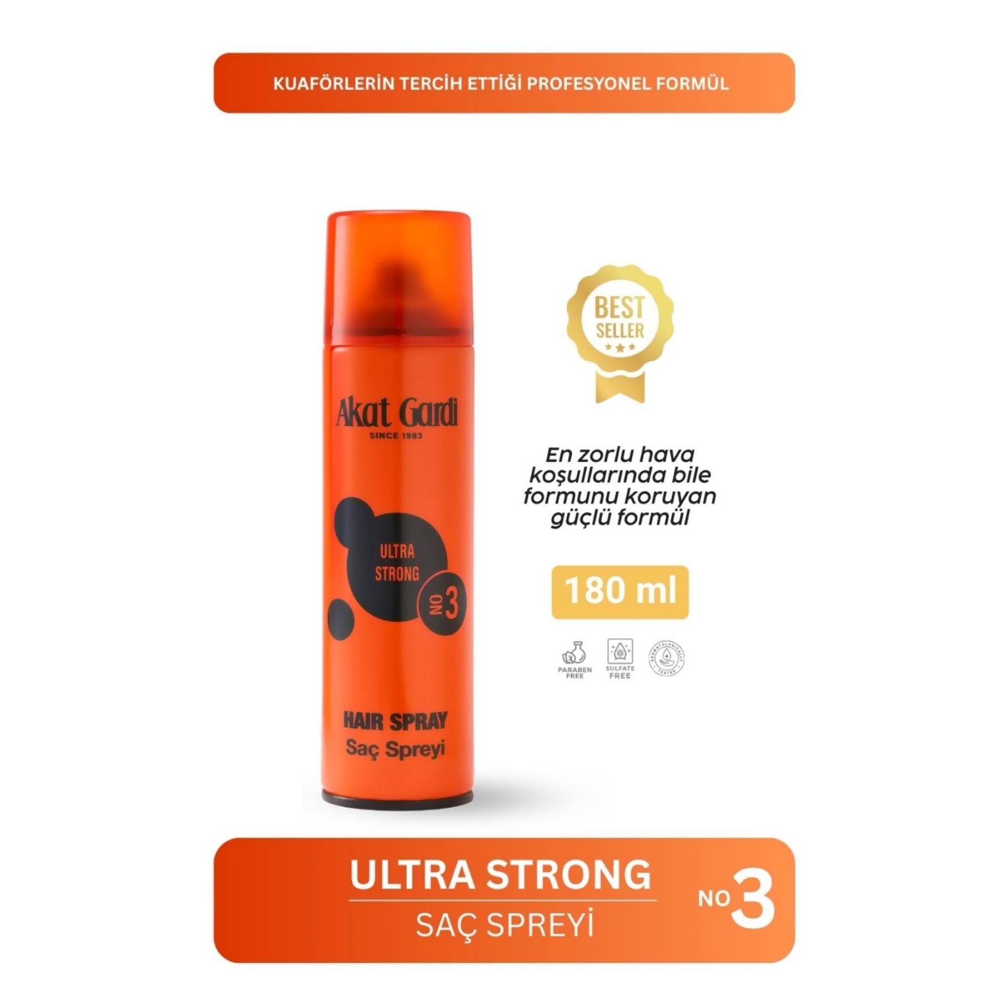Akat Gardi Saç Spreyi Ultra Strong No:3 180ml