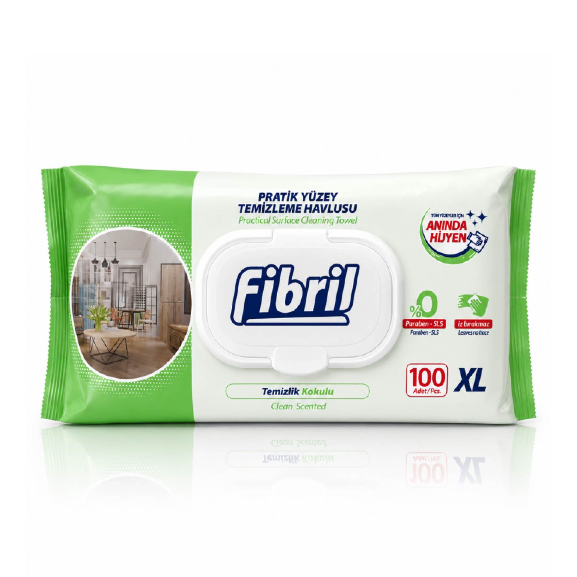 Fibril Pratik Yüzey Temizleme Havlusu Temizlik Kokulu 100'lü