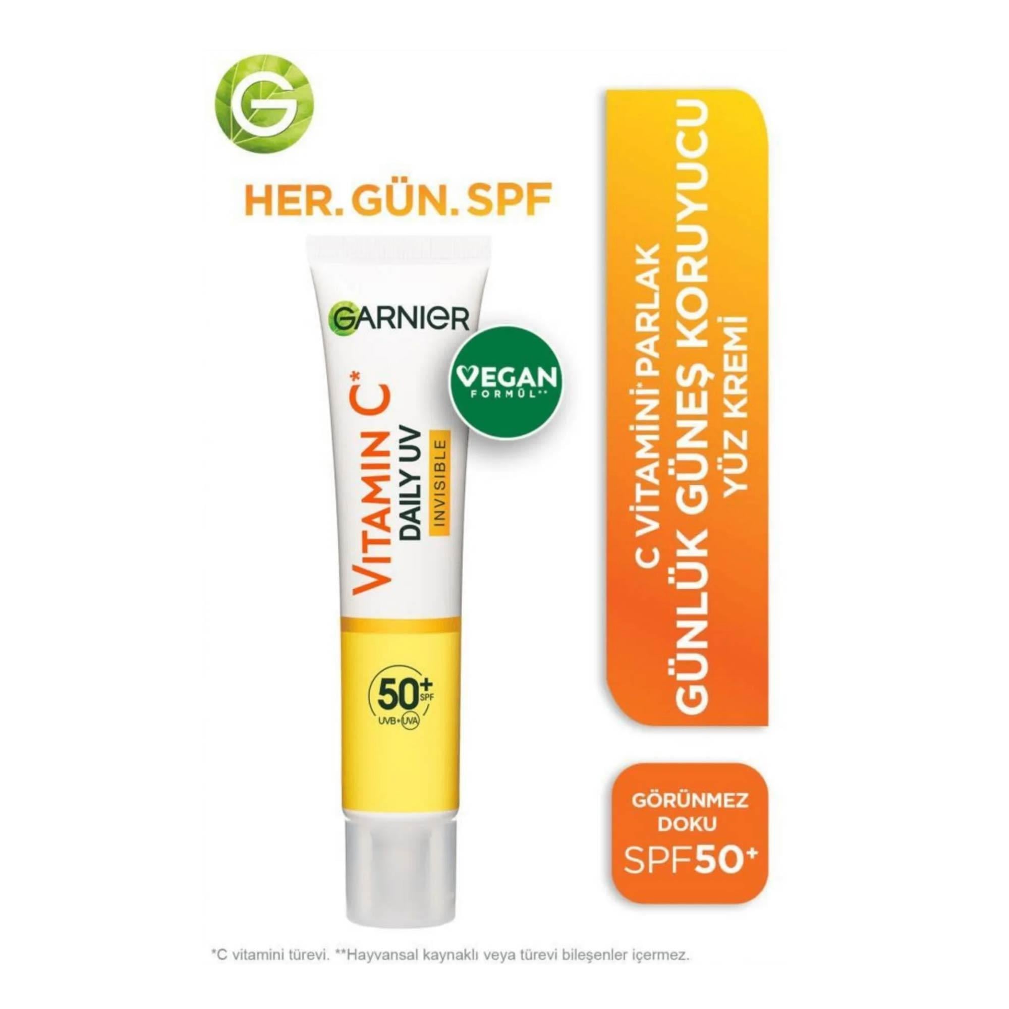 Garnier C Vitamini Parlak Günlük Güneş Koruyucu Görünmez  Doku SPF 50+