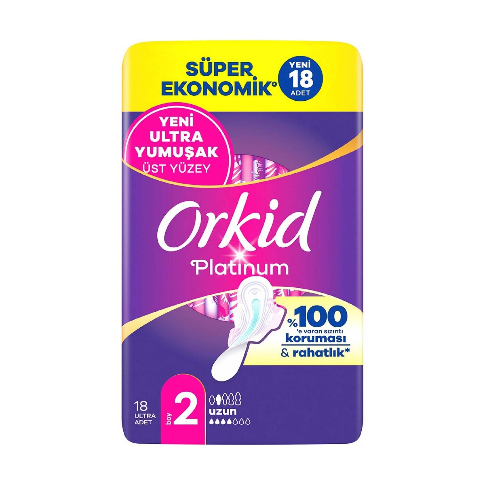 Orkid Platinum Uzun Hijyenik Ped 2 Boy 18 Adet