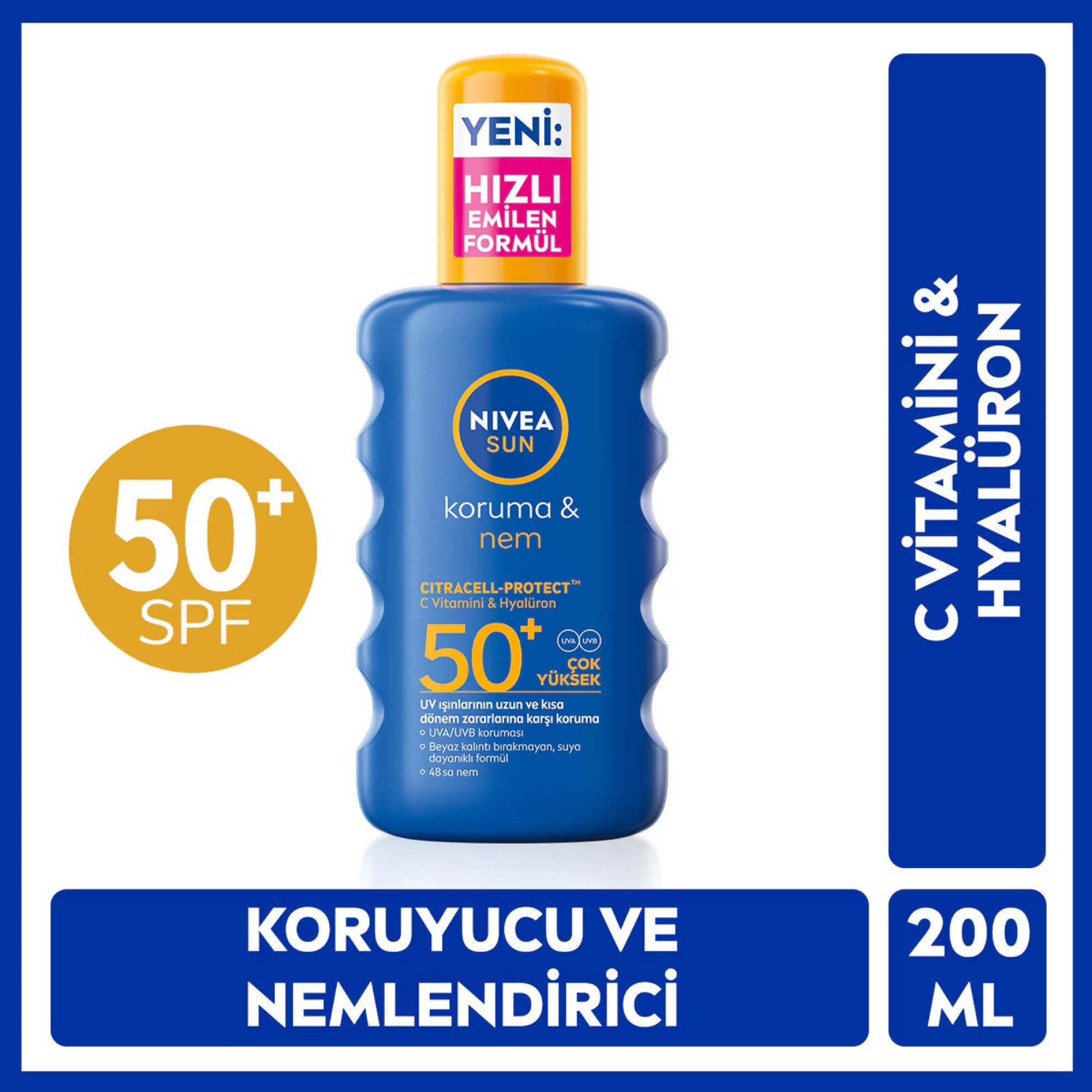 Nivea Sun Güneş Koruyucu ve Nemlendirici Sprey Spf 50+ 200 ml