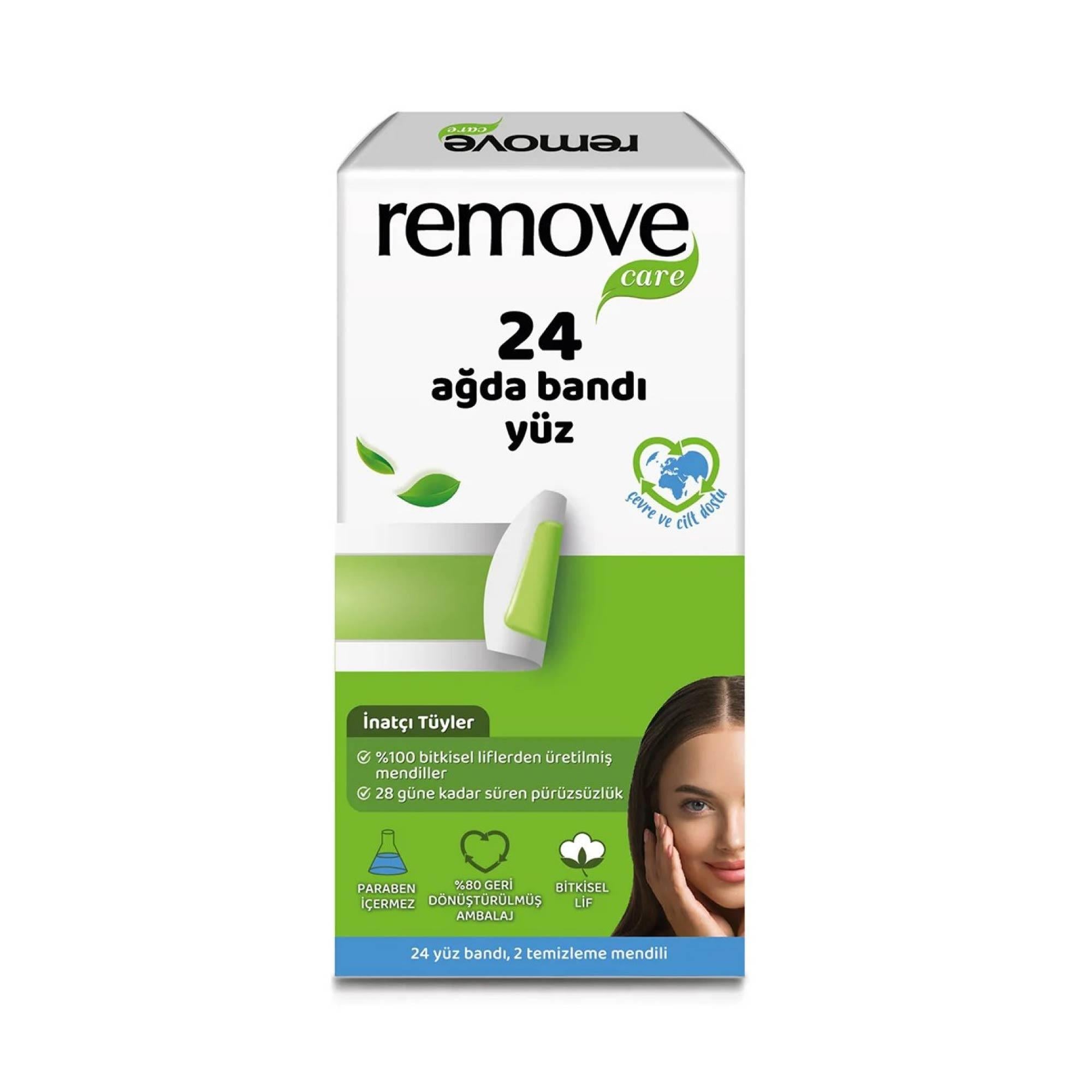 Remove Yüz Ağda Bandı 24+2 Adet İnatçı ve Sık Tüyler