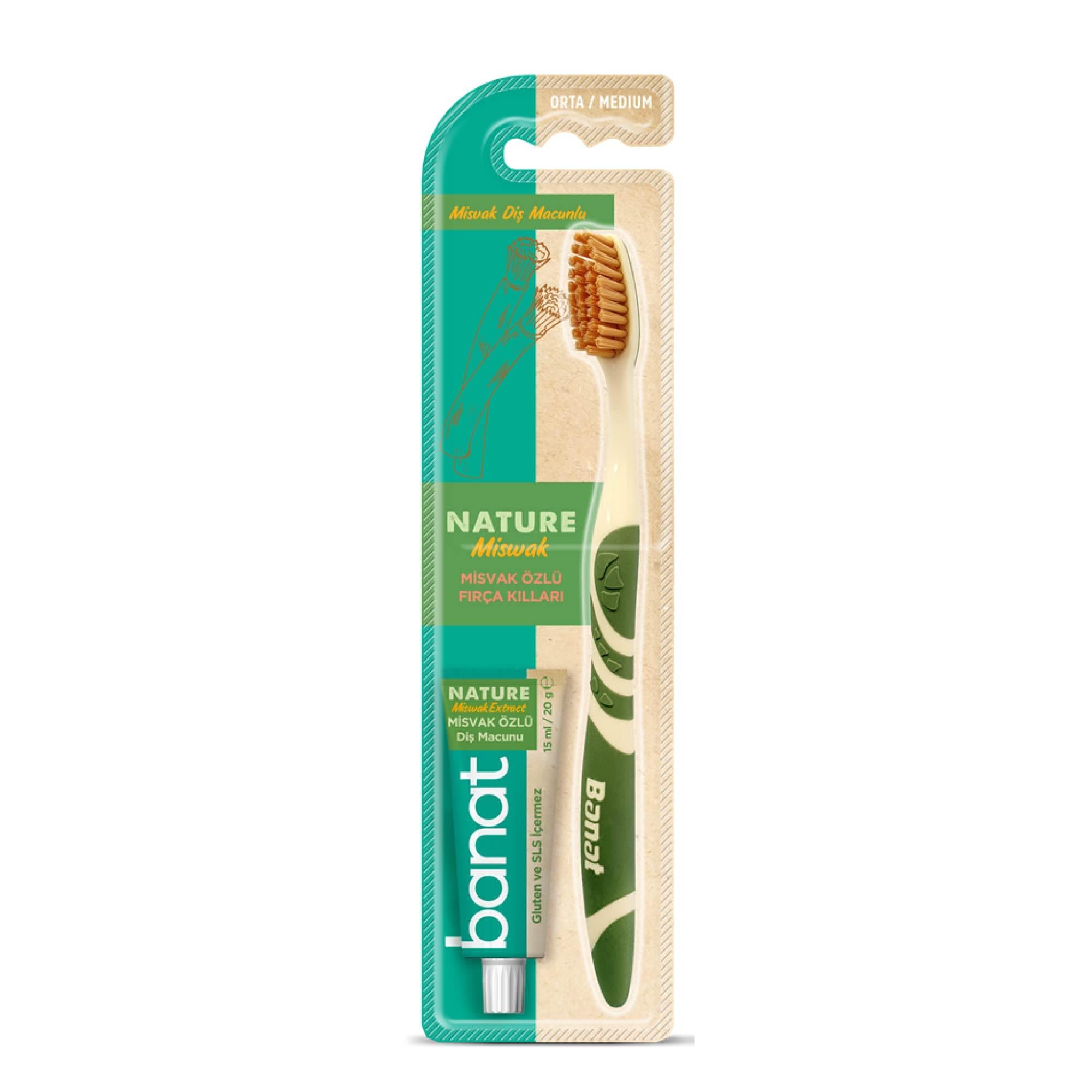 Banat Nature Misvak Diş Fırçası + Banat Nature Misvak Diş Macunu 15ml