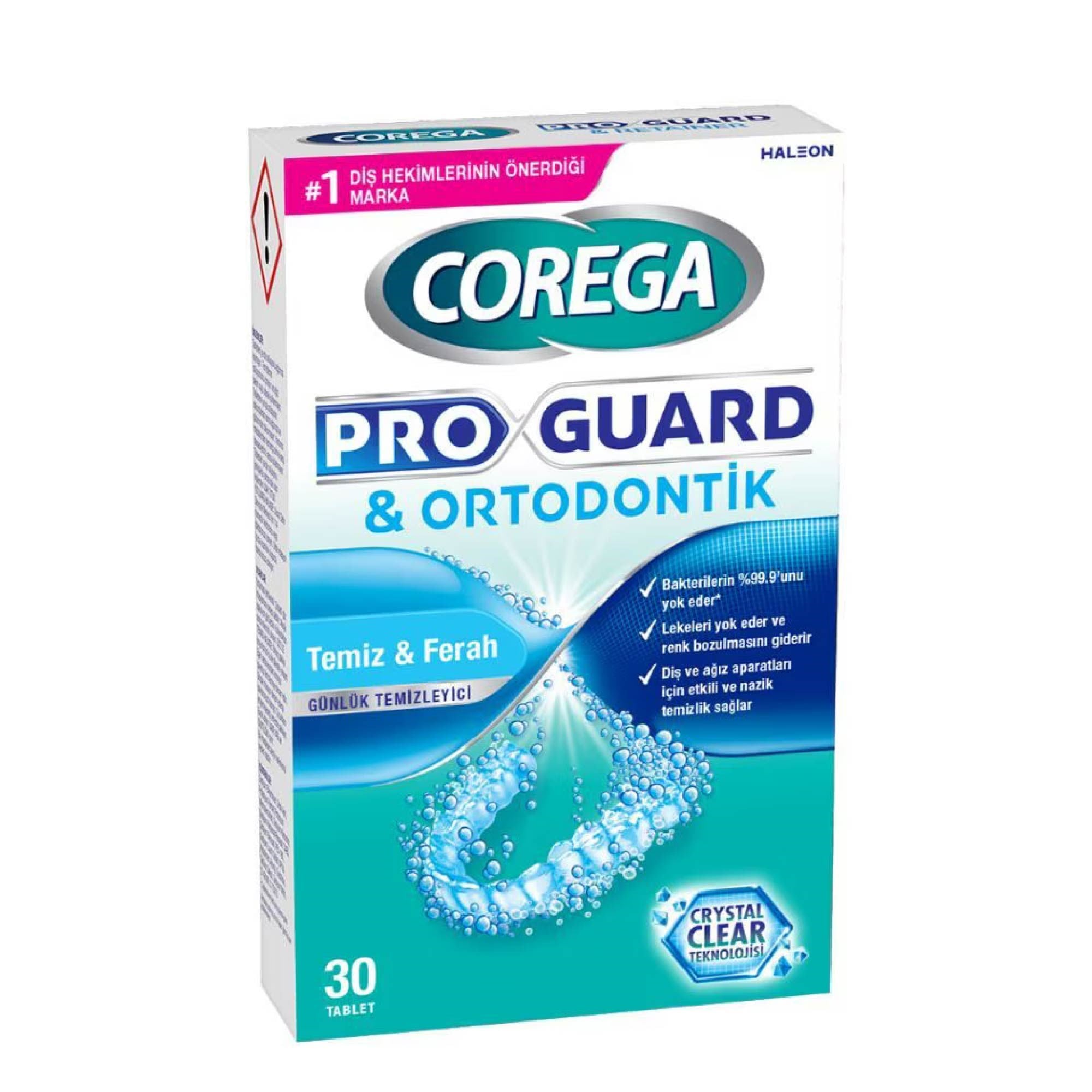 Corega Proguard & Ortodontik Protez Temizleyici Tablet 30lu