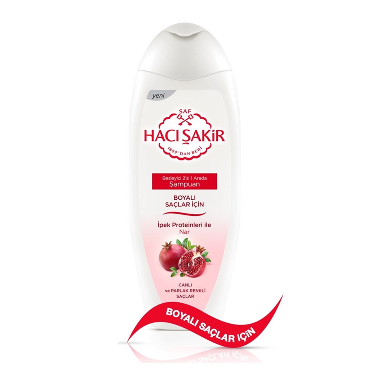 Hacı Şakir Besleyici Şampuan 2'si 1 Arada Boyalı Saçlar İçin İpek Proteinleri İle Nar 500ml