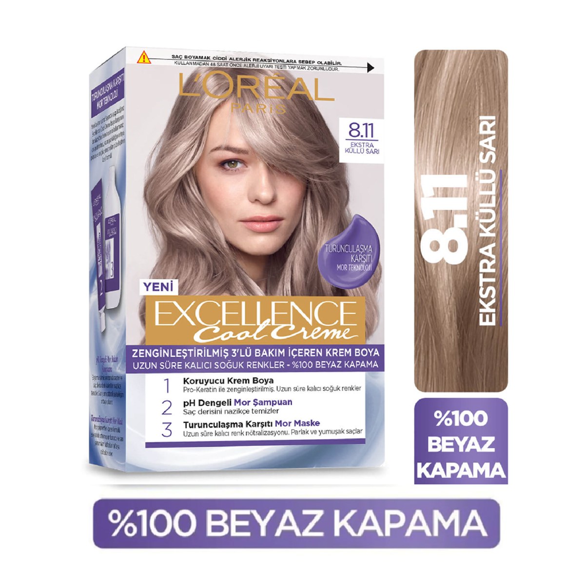 Loreal Paris Excellence Cool Creme Set Boya Ekstra Küllü Sarı 8.11