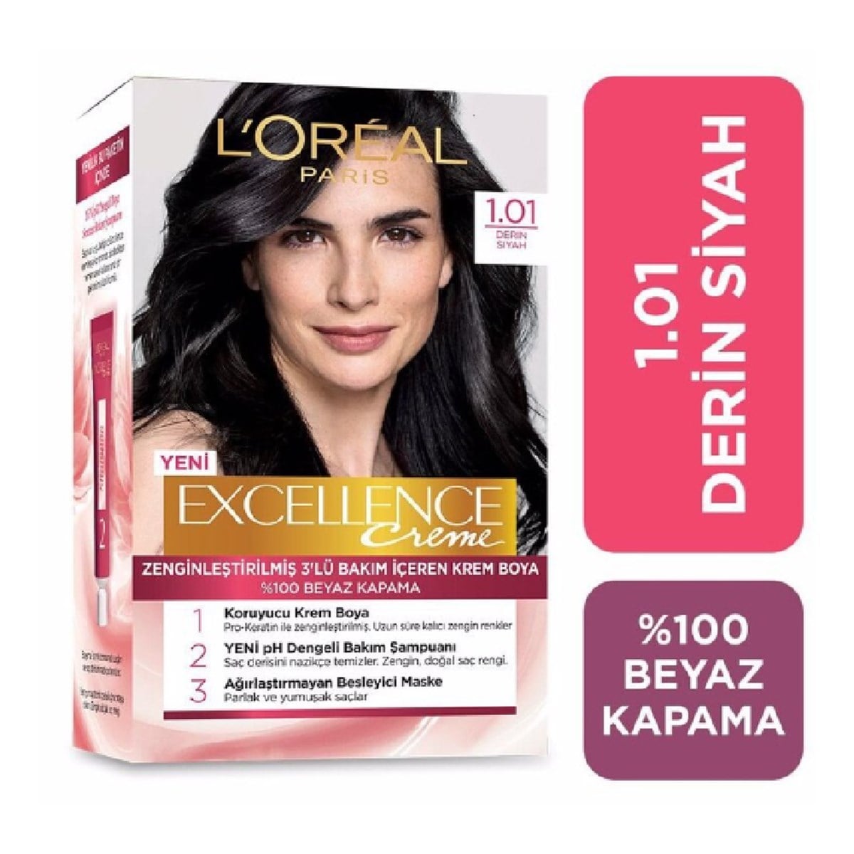 Loreal Paris Excellence Creme Saç Boyası 1.01 Derin Siyah