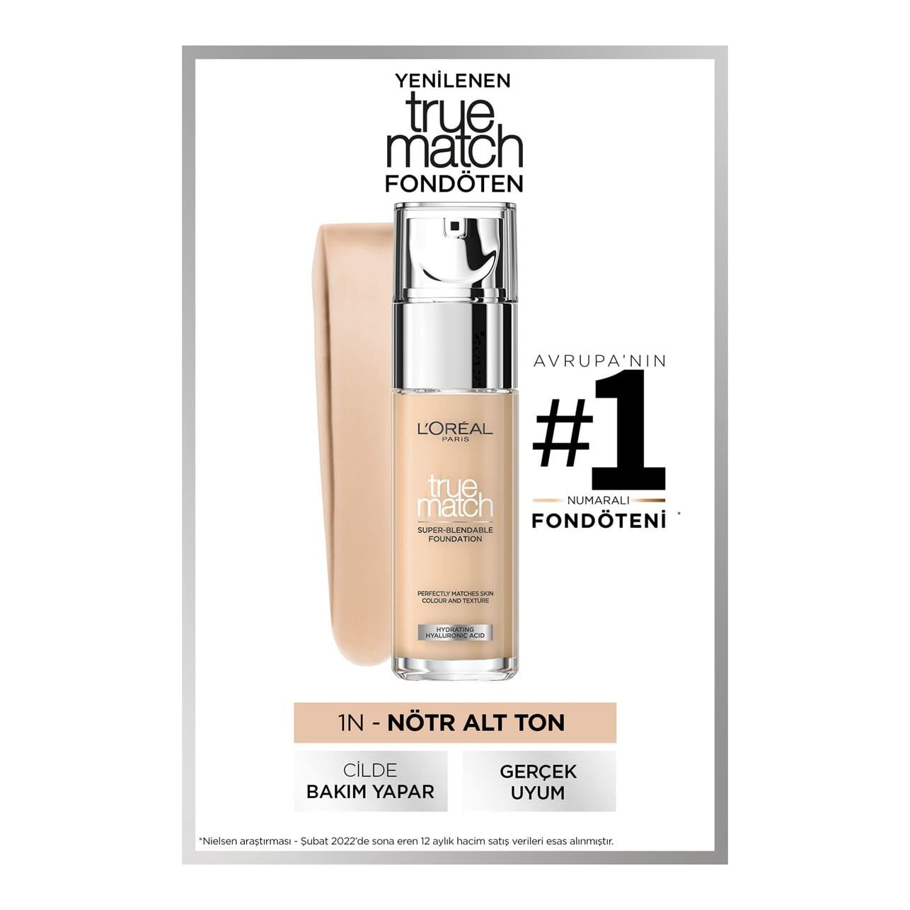 Loreal Paris True Match Fondöten 1.N Ivoire 