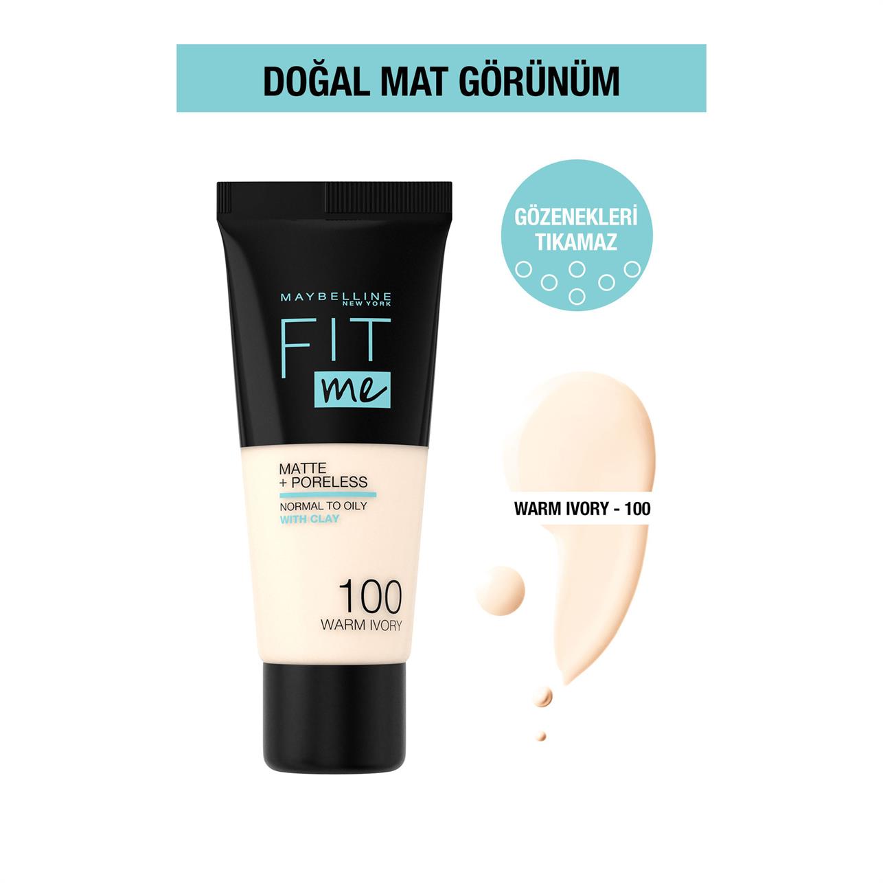 Maybelline New York Fit Me Matte Poreless Fondöten Warm Ivory No:100 