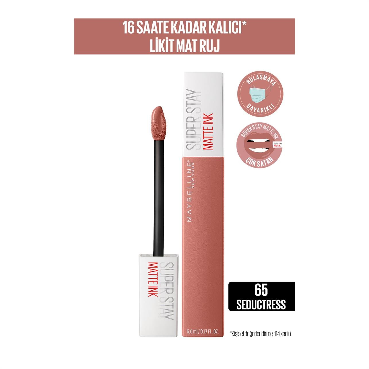 Maybelline New York Super Stay Matte Ink Likit Ruj 65 Seductress-Nude