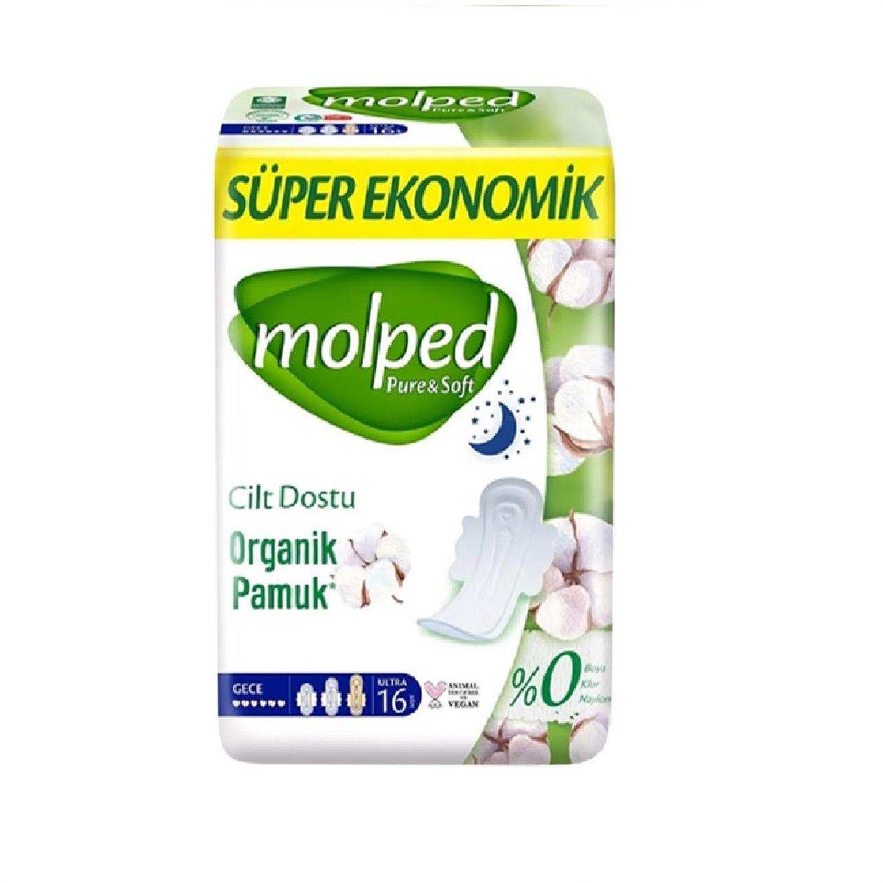 Molped Pure & Soft Super Ekonomik Ped Gece 16 'lı