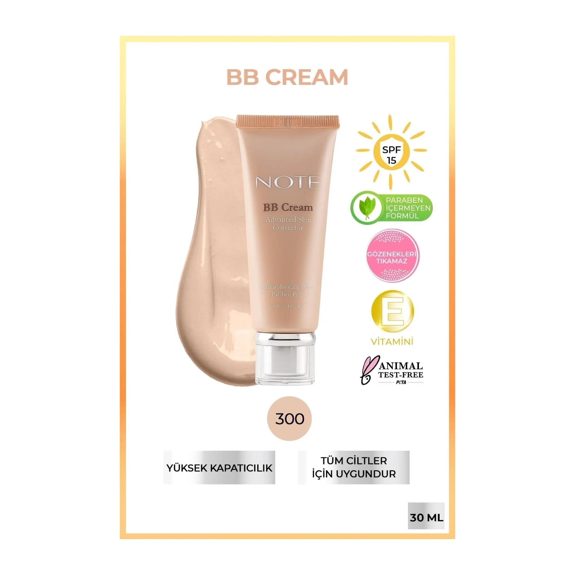 Note BB Cream Advanced Skin Corrector BB Krem n'300 Light Beige 