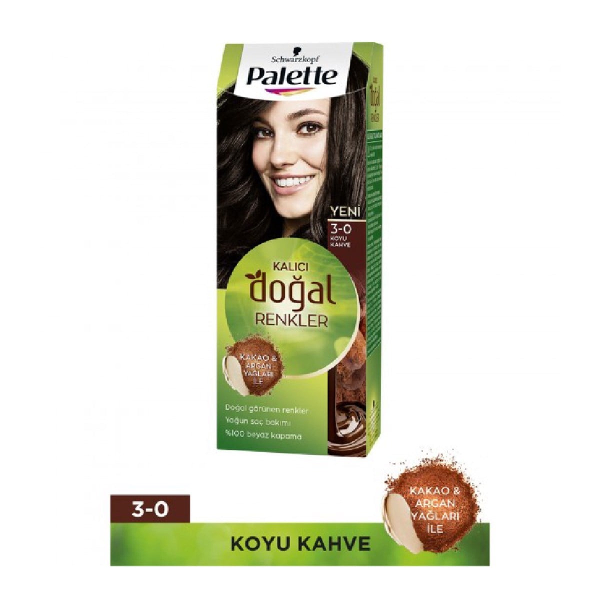 Palette Kalıcı Doğal Renkler Set Boya Koyu Kahve  3-0 