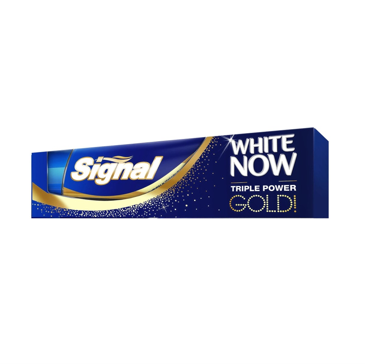 Now gold. White Now. Close up Toothpaste White Now 75m.