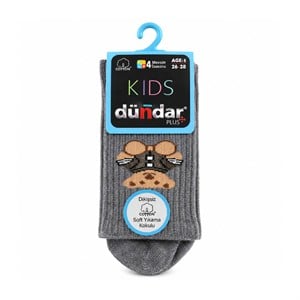 Dündar Plus Çocuk 4 Mevsim Çorap 5 Yaş Gri Ayıcık Desenli
