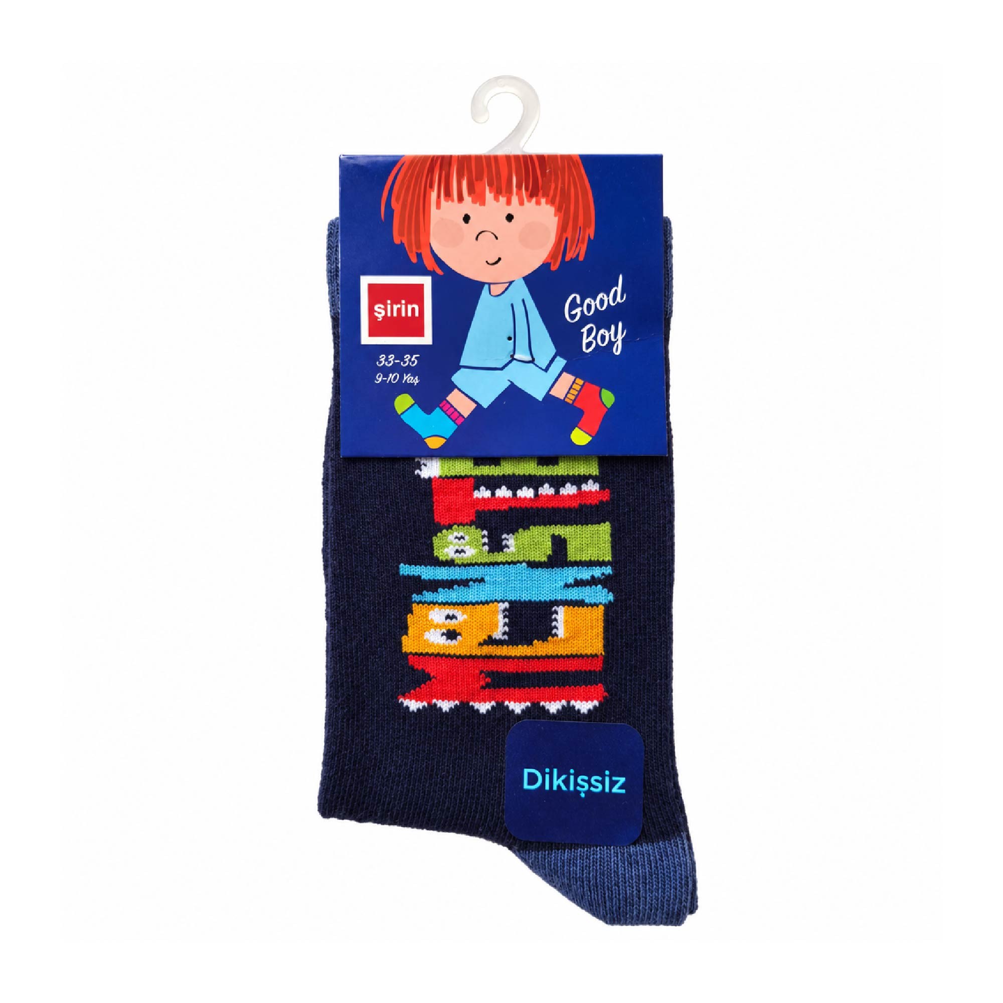 Şirin Dikişsiz Çorap Lacivert Erkek Çocuk Monster Desenli 9-10 Yaş (33-35 cm) 1209
