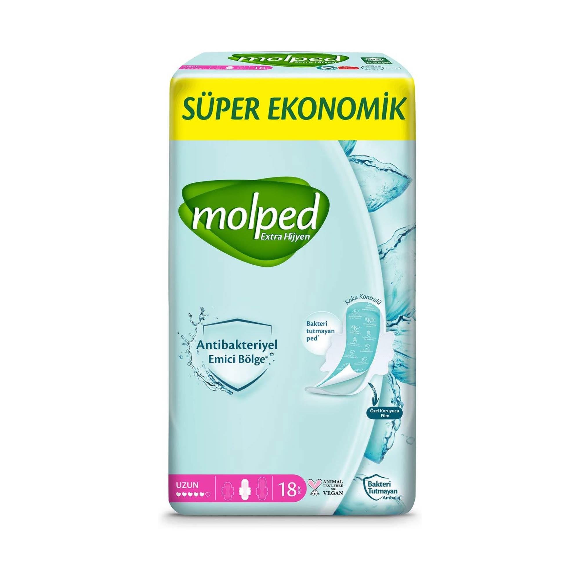 Molped Ekstra Hijyen Ped Antibakteriyel Uzun 18  Adet