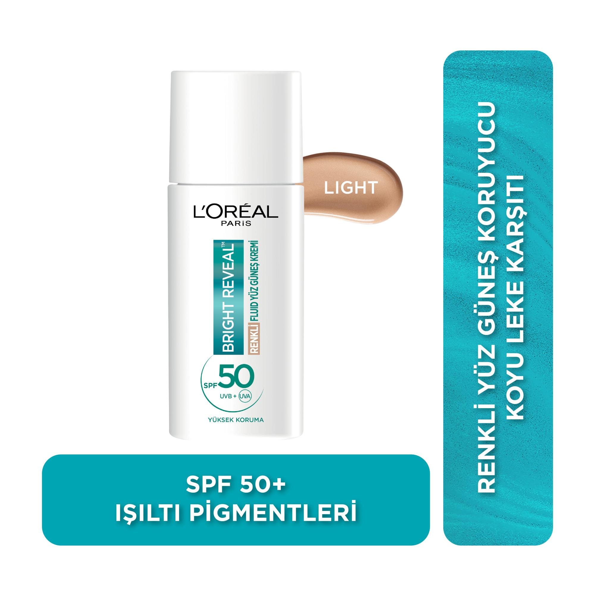 Loreal Paris Bright Reveal Renkli Fluid Güneş Kremi SPF50+ Light 50 ml