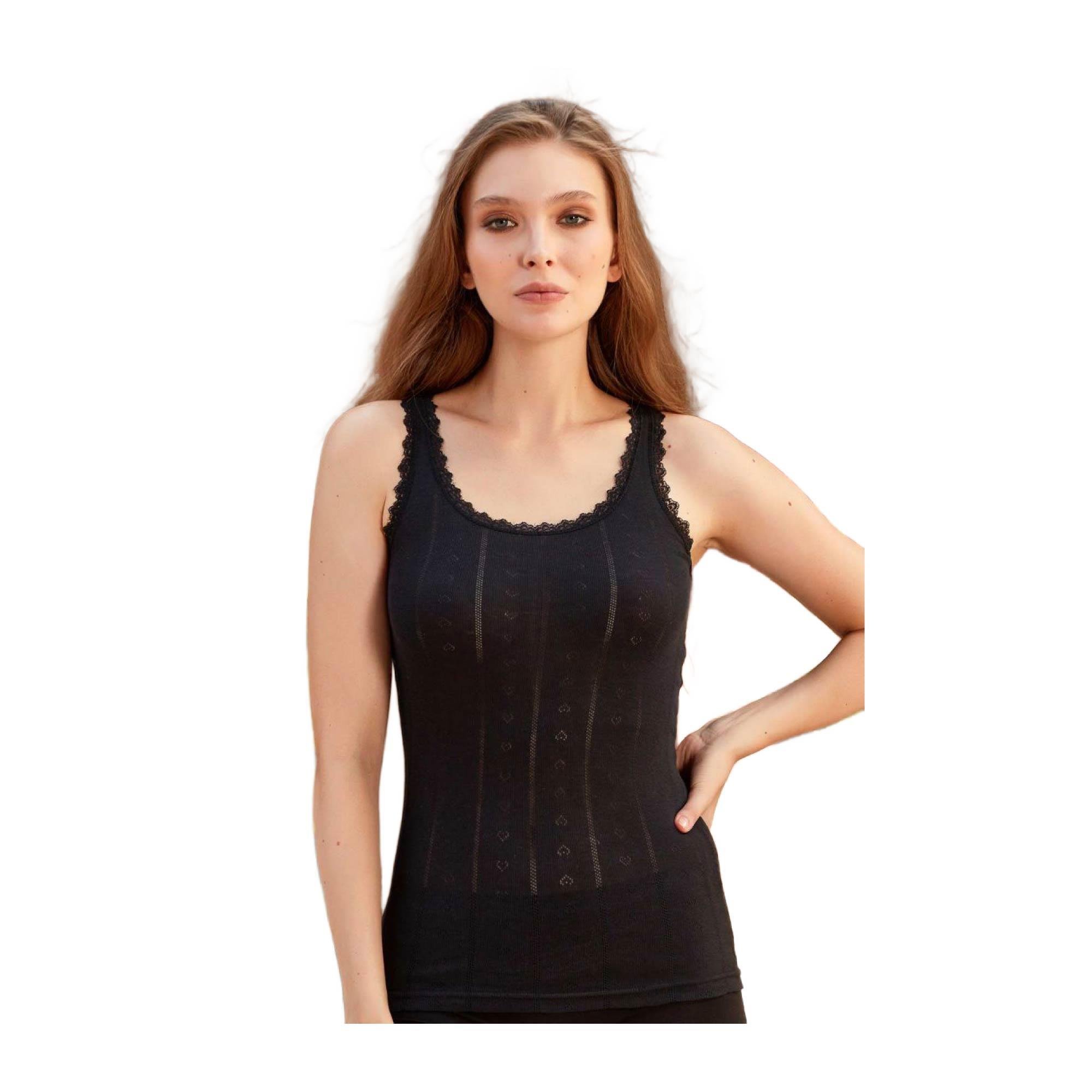 Berrak Kadın Atlet Siyah Large Kalın Askı 8049