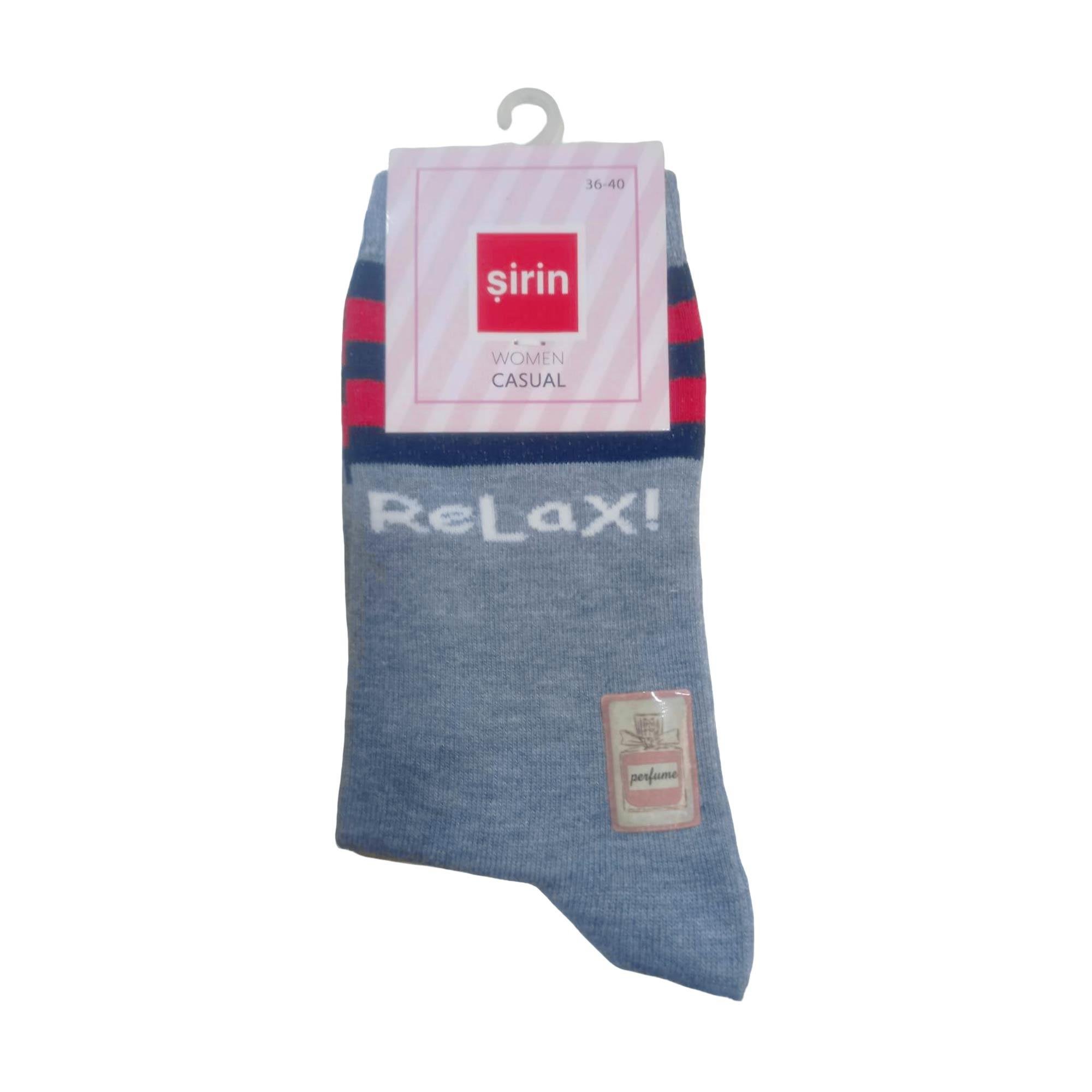 Şirin Soket Casual Parfümlü Relax Baskı Çorap Gri Kadın 4150 