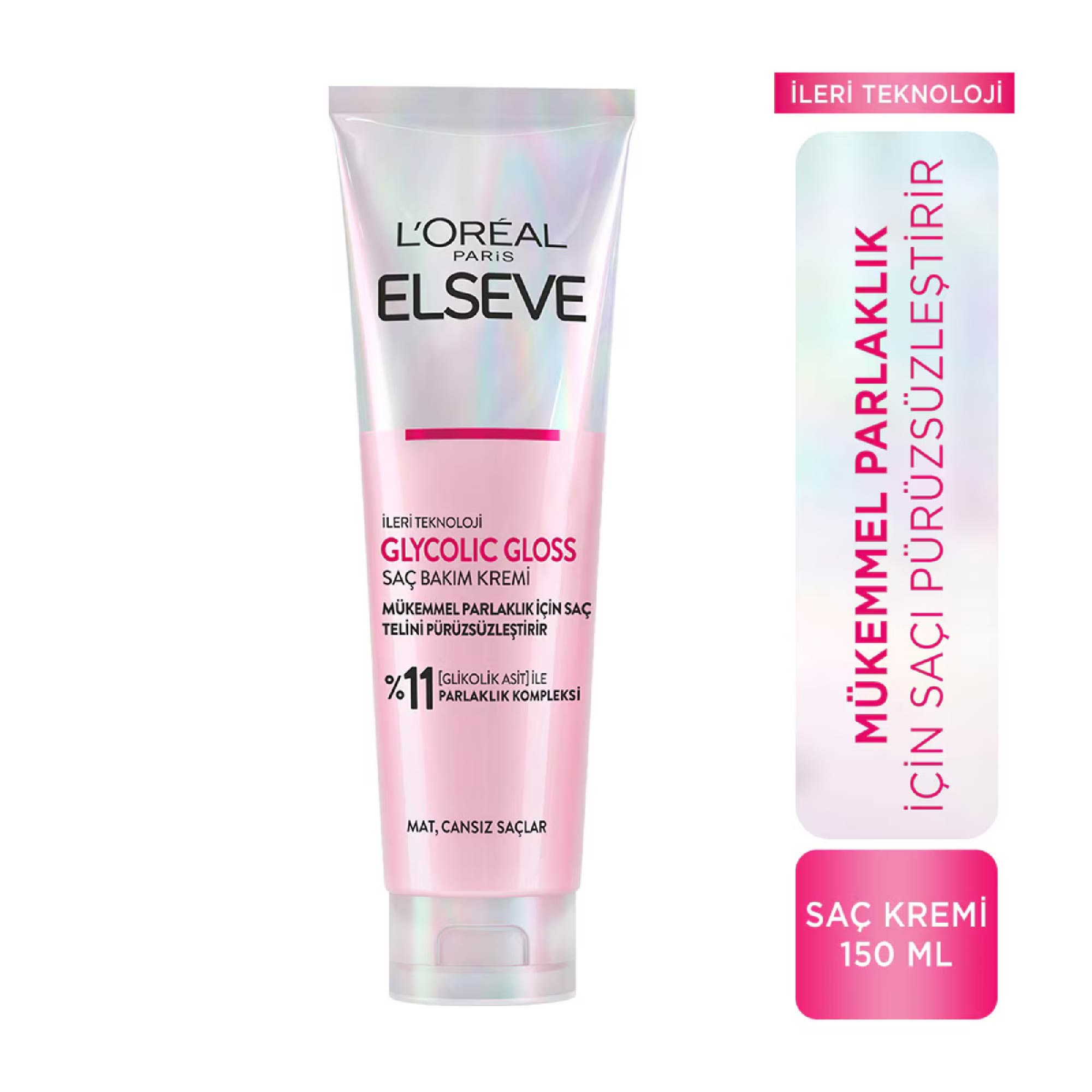 Elseve Glycolic Gloss Mükemmel Parlaklık için Pürüzsüzleştirici Saç Kremi 150 ml