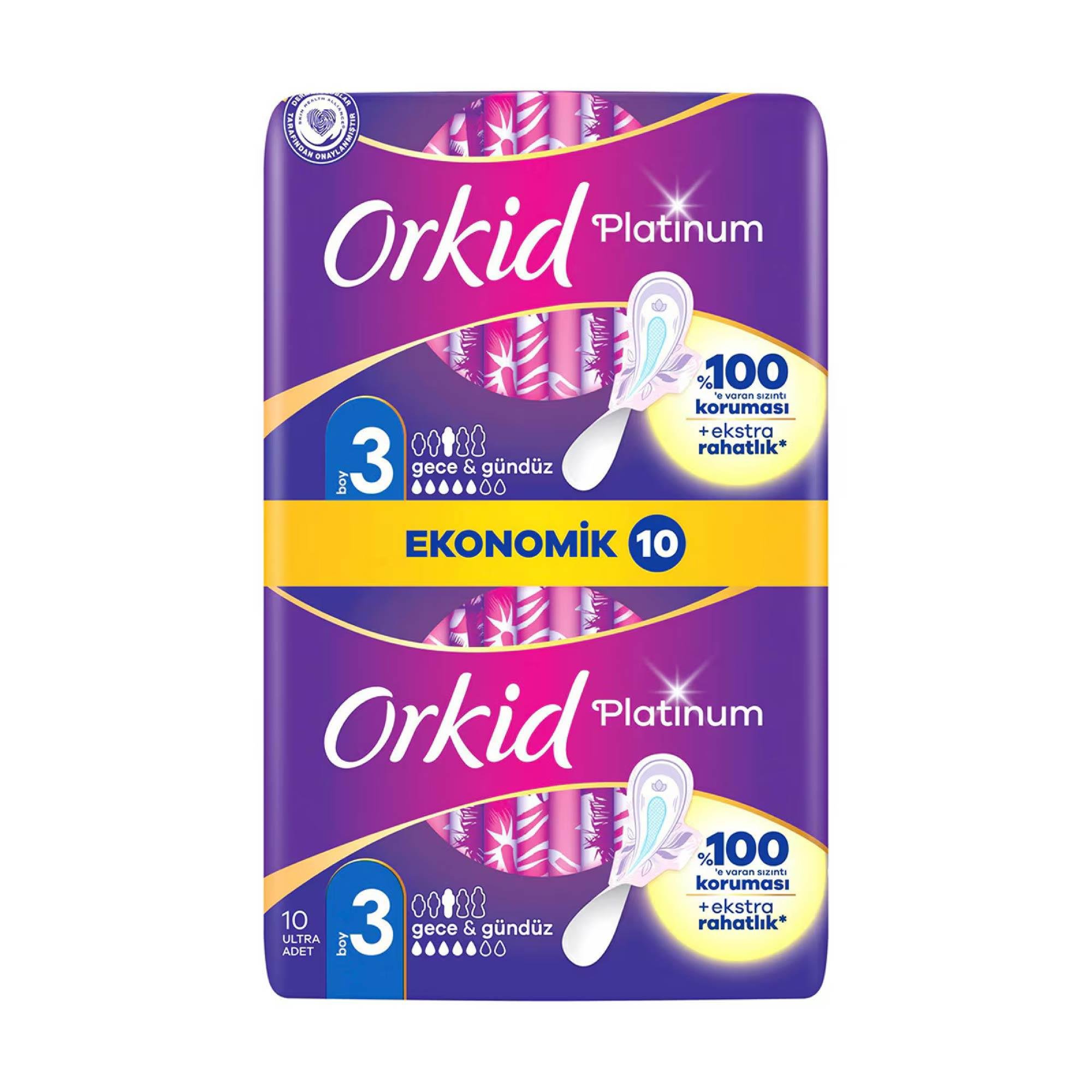 Orkid Platinum Hijyenik Ped Gece&Gündüz Boy 3 10 Adet