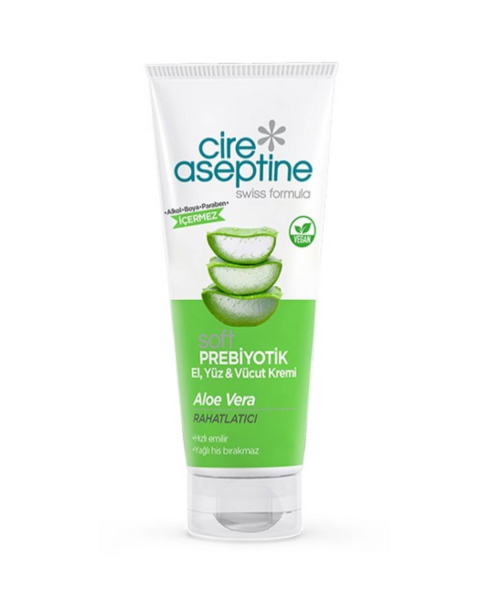 Cire Aseptine Prebiyotik El, Yüz, Vücut Kremi Aloe Vera Rahatlatıcı 200 ml