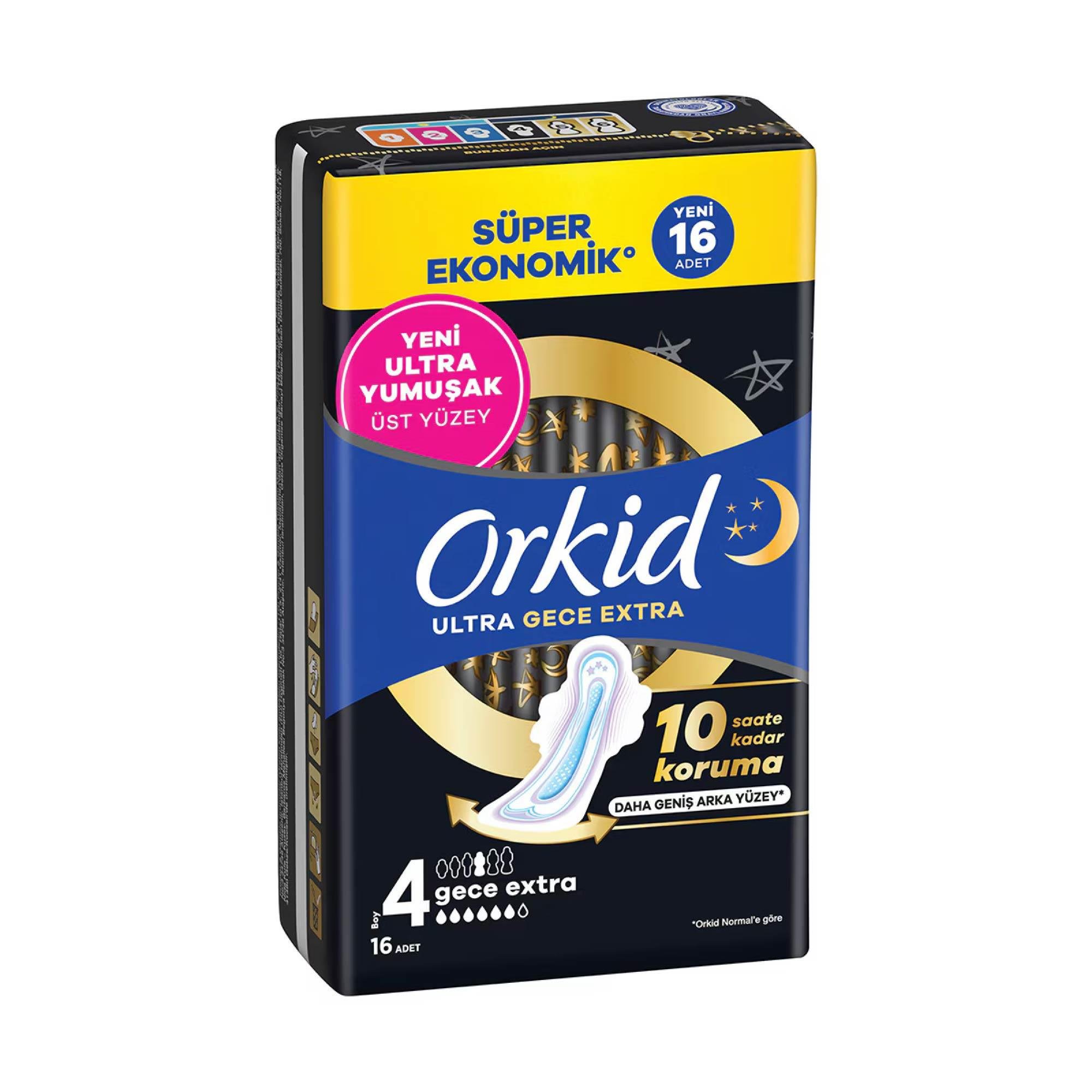 Orkid Ultra Gece Extra Hijyenik Ped 4 Boy 16 Adet