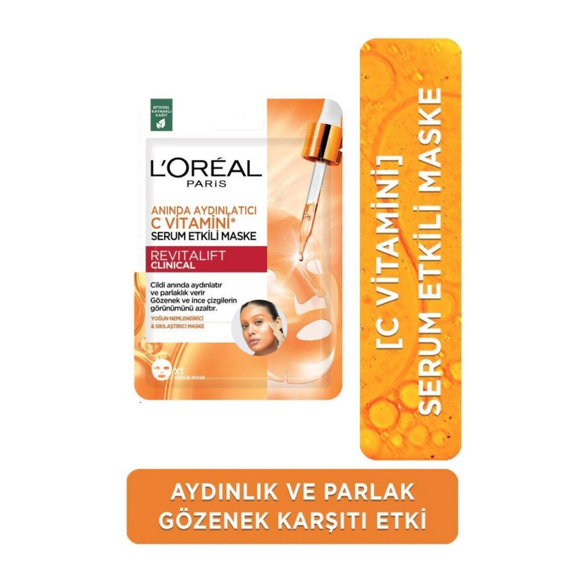 Loreal Paris Anında Aydınlatıcı C Vitamini Serum Etkili Maske 