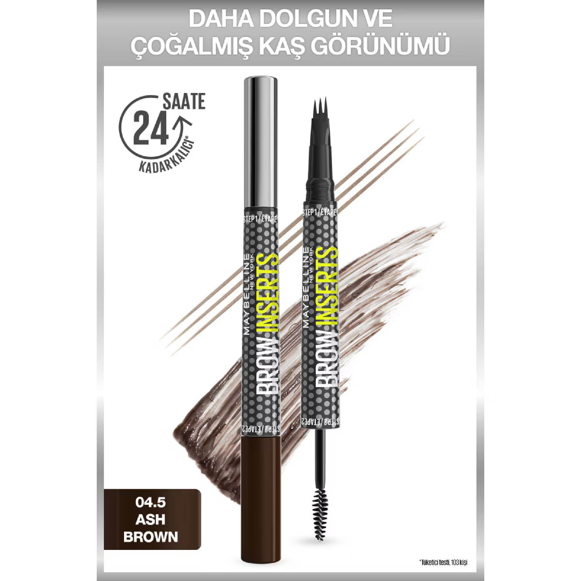 Maybelline New York Brow Insert Çift Uçlu Kaş Kalemi 04.5 Ash Brown