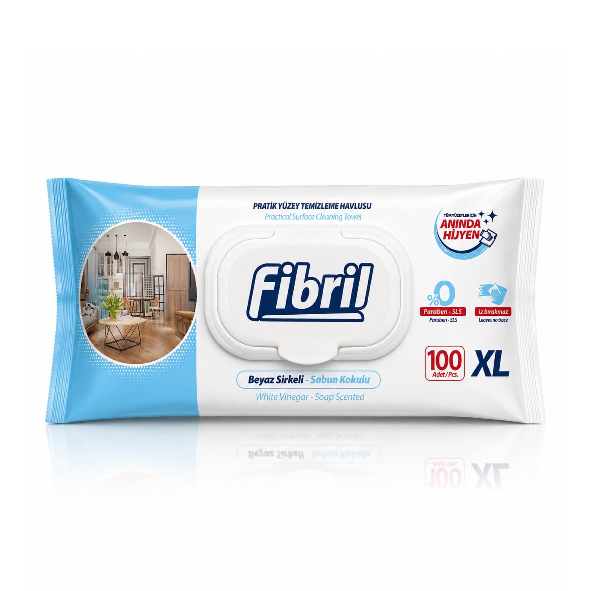 Fibril Pratik Yüzey Temizleme Havlusu Sabun Kokulu 100'lü