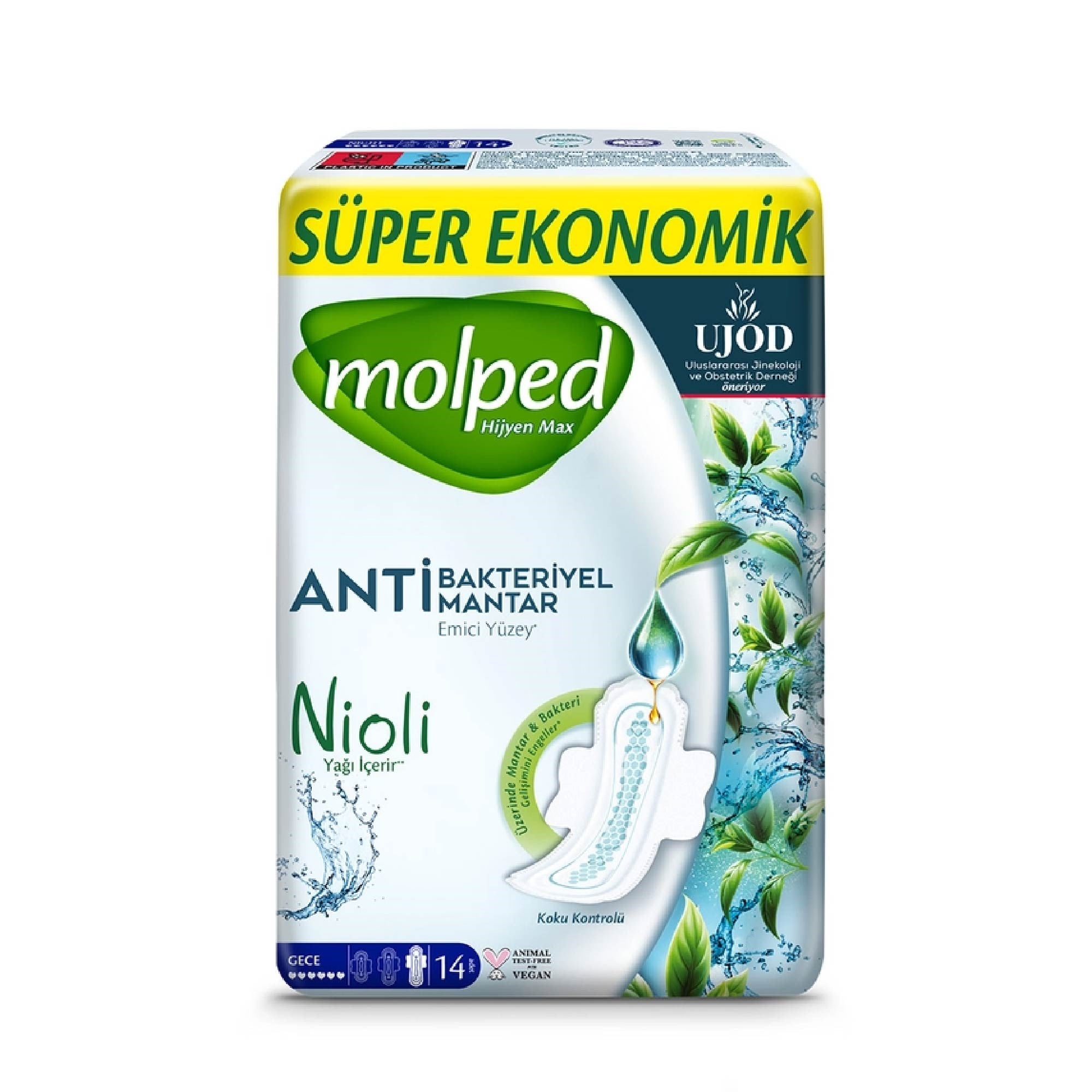 Molped Hijyen Max Süper Eco Gece Hijyenik Ped 14'lü