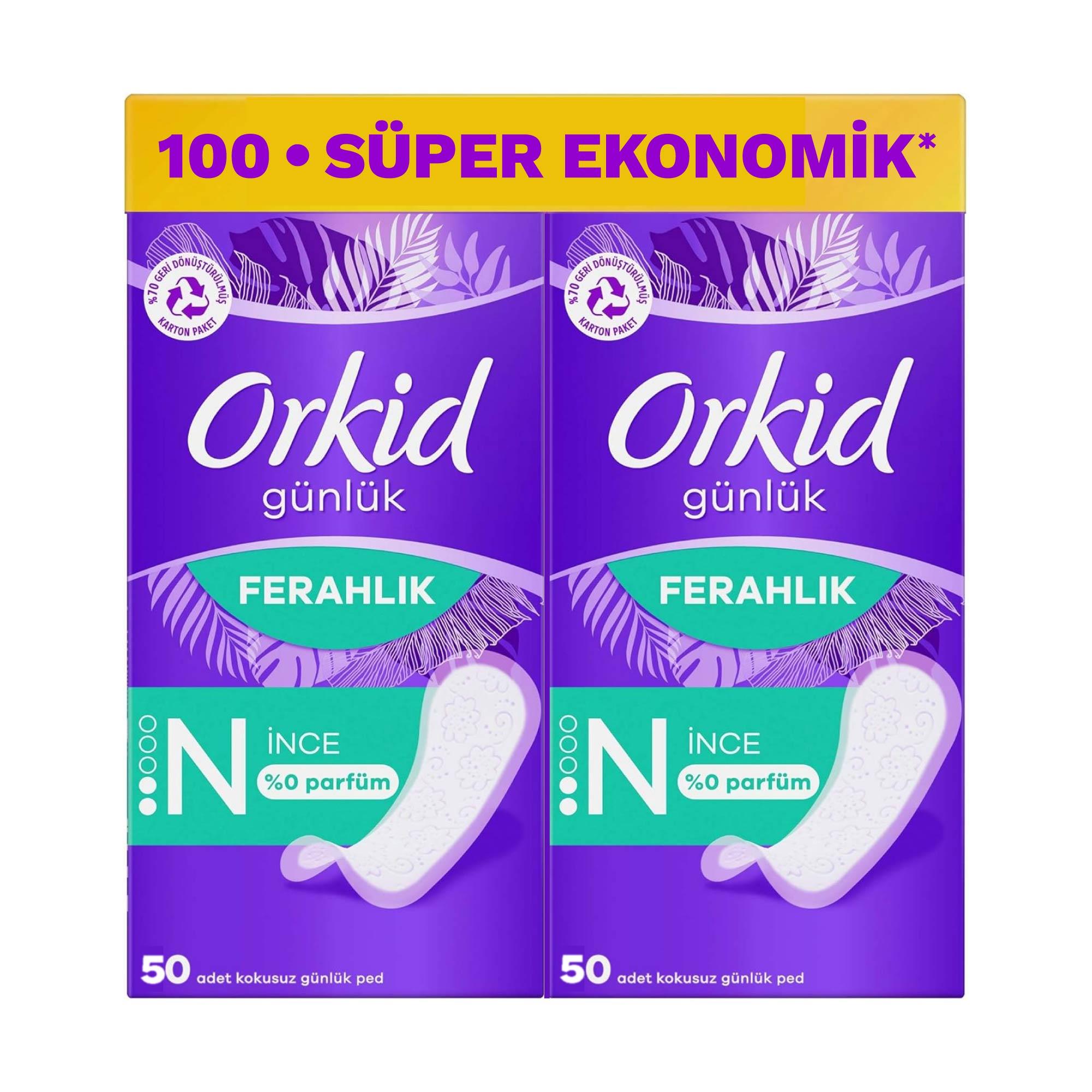 Orkid Extra Koruma Günlük Ped Normal İnce Parfümsüz 100 Süper Ekonomik