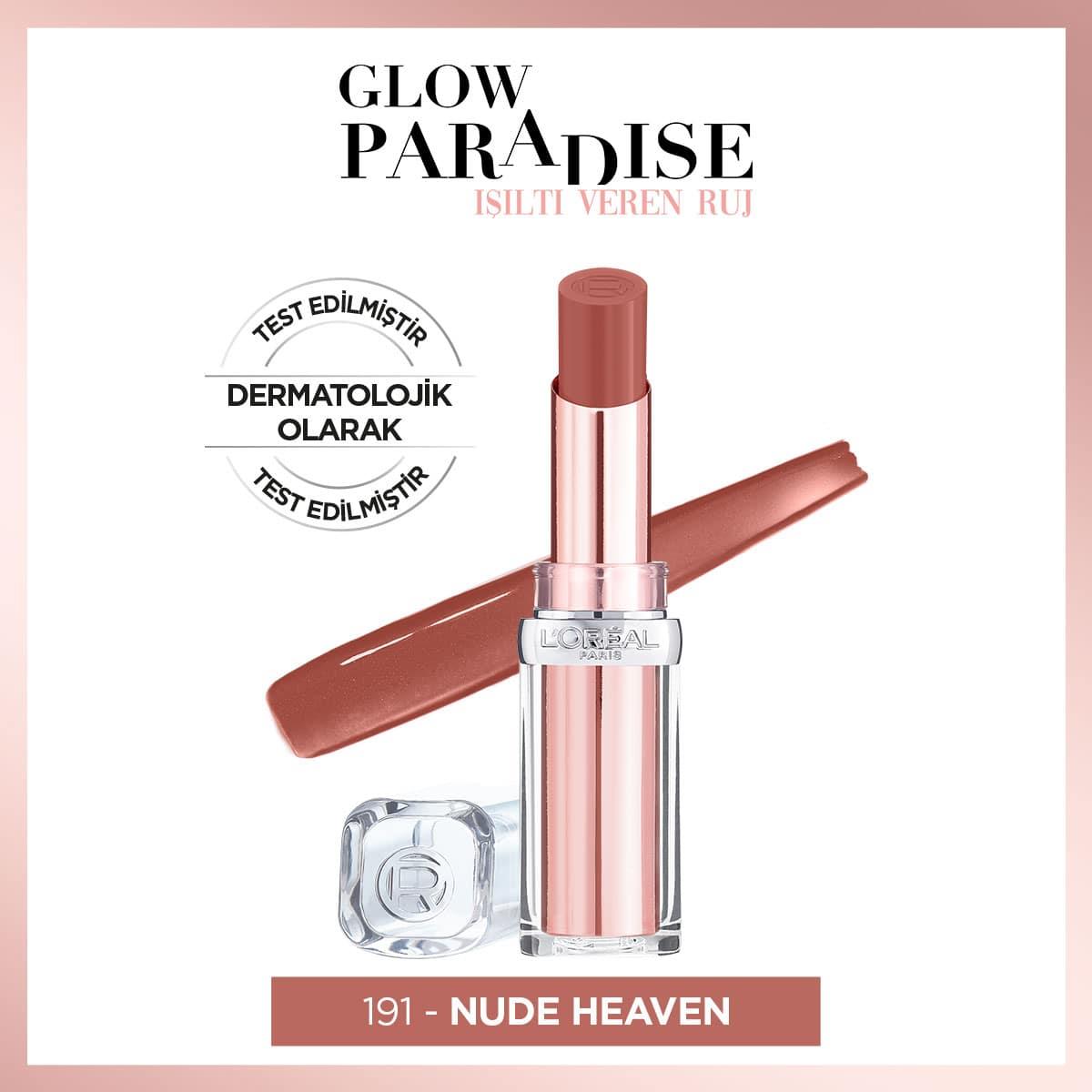 Loreal Paris Glow Paradise Lipstick Ruj 191 Nude Heaven