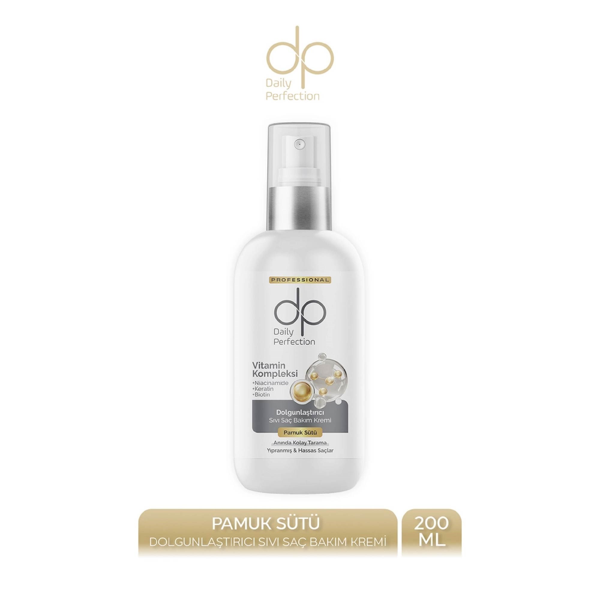 Dp Durulanmayan Dolgunlaştırıcı Sıvı Saç Kremi Pamuk Sütü 200 ml