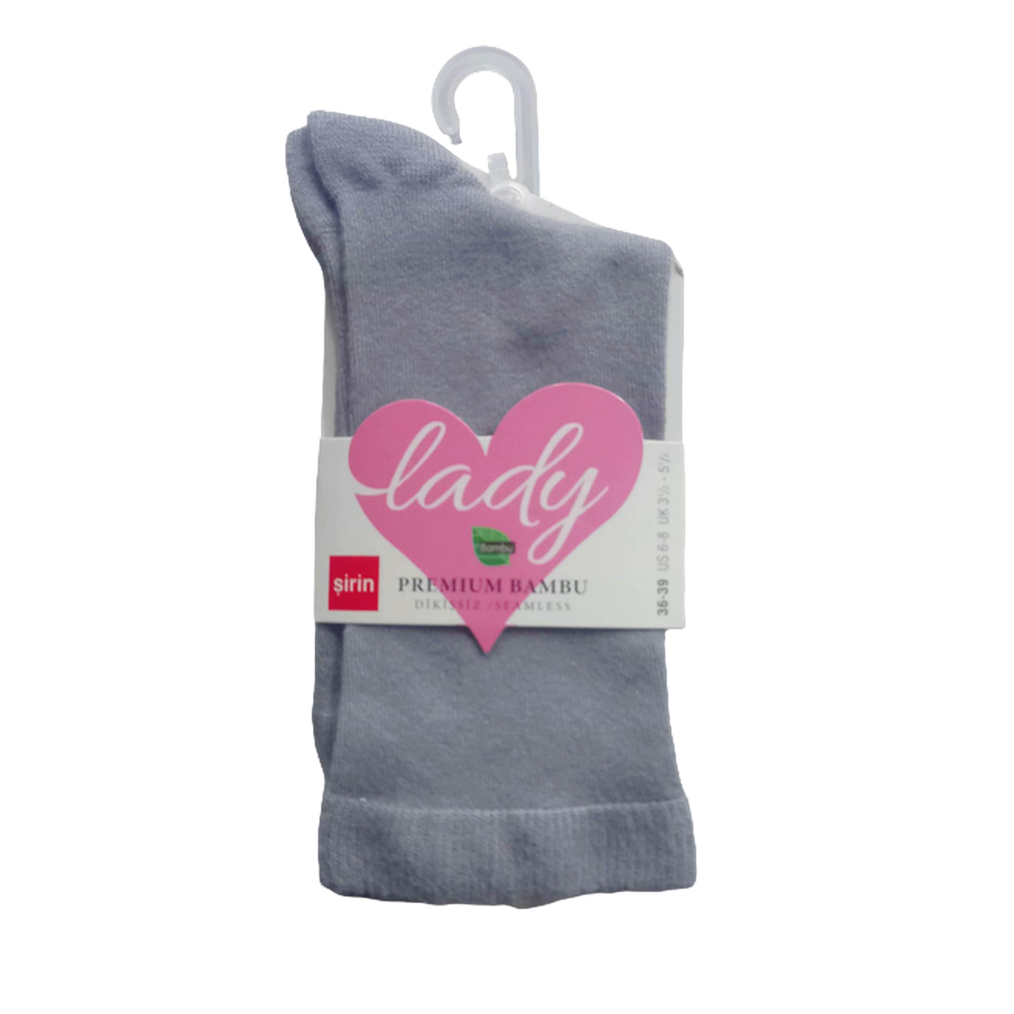 Şirin Soket Premium Bambu Dikişsiz Çorap Gri Kadın 4450