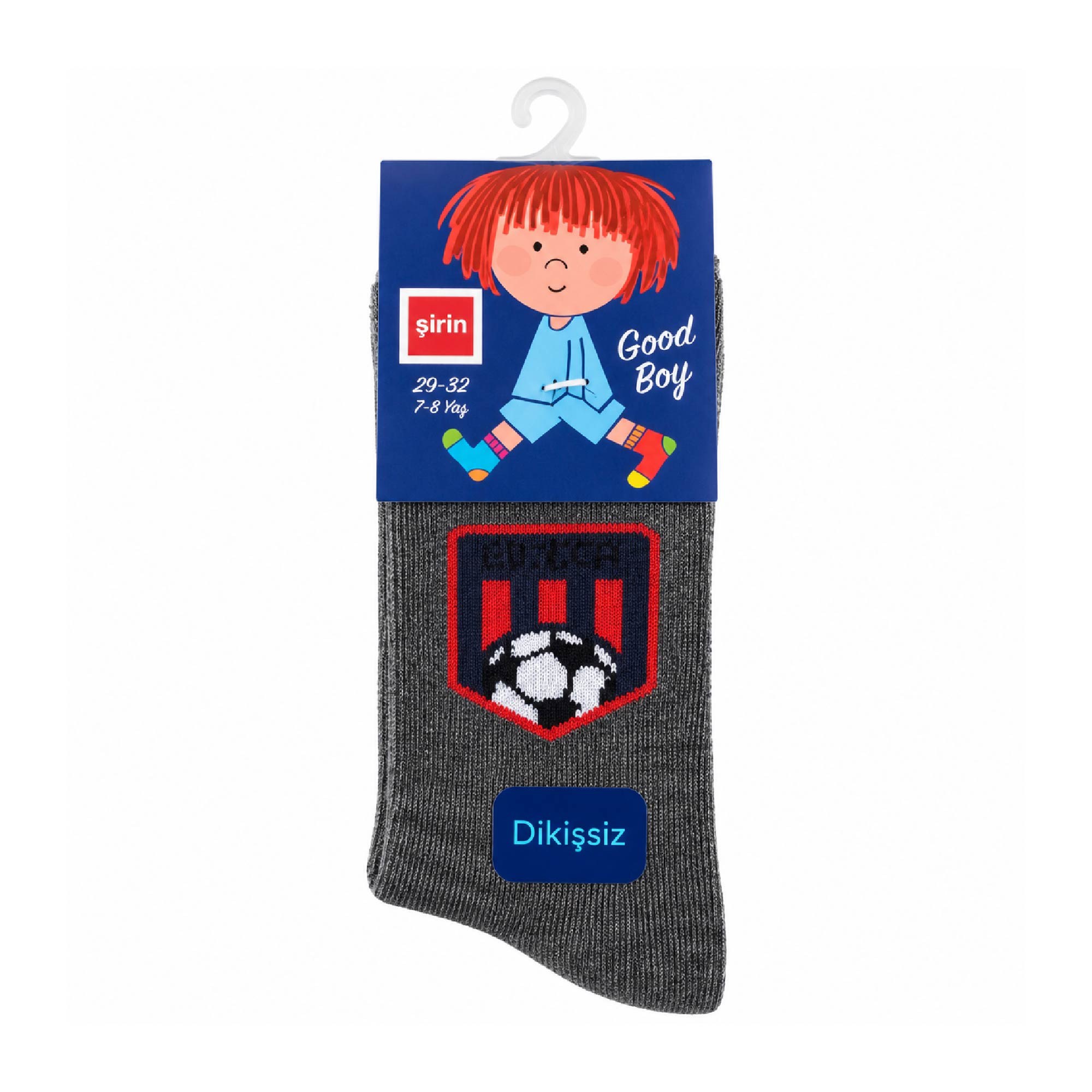 Şirin Dikişsiz Çorap Füme Erkek Çocuk Futbol Topu Desenli 7-8 Yaş (29-32 cm) 1207