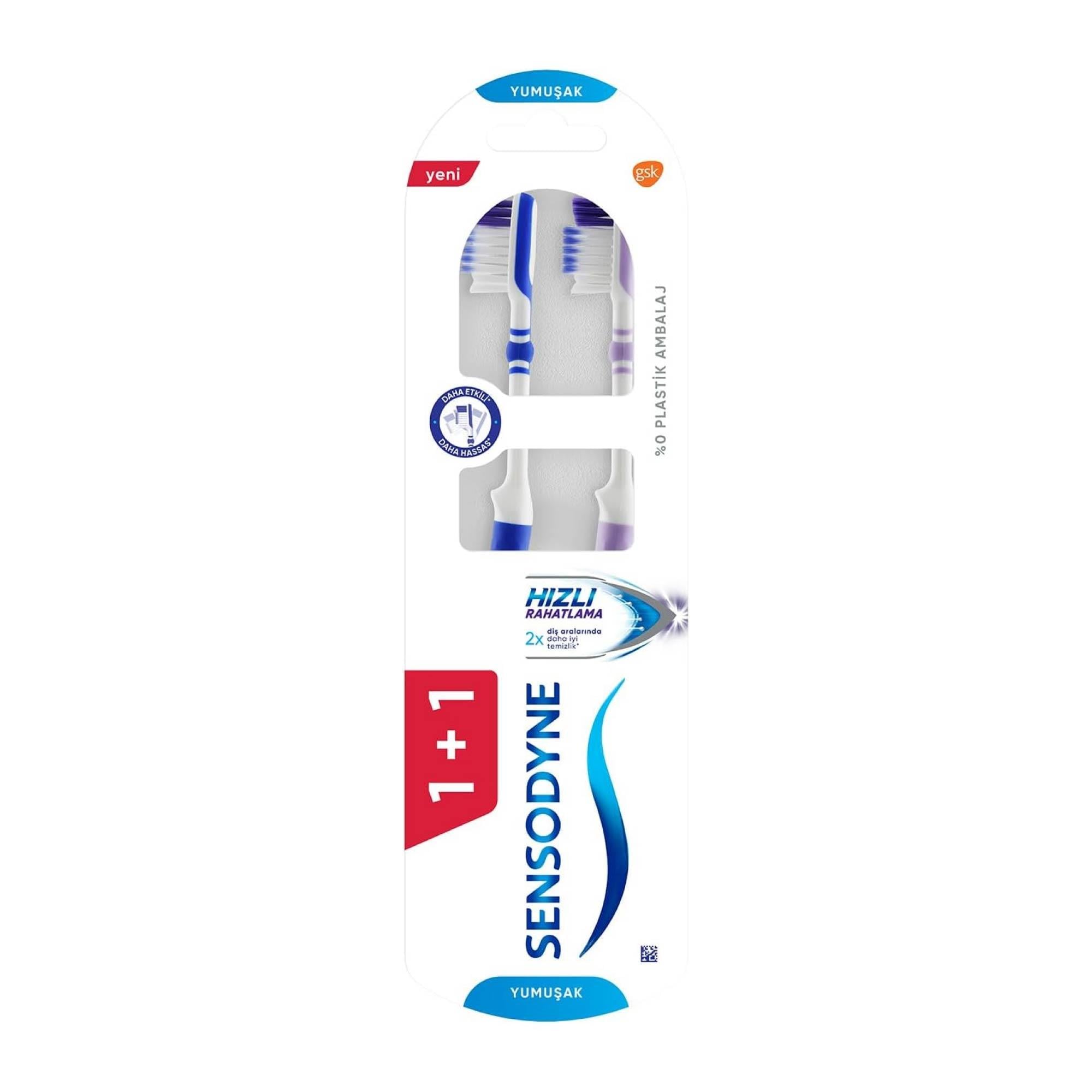 Sensodyne Hızlı Rahatlama Hassas Dişler için Yumuşak Diş Fırçası (1+1 Adet) 