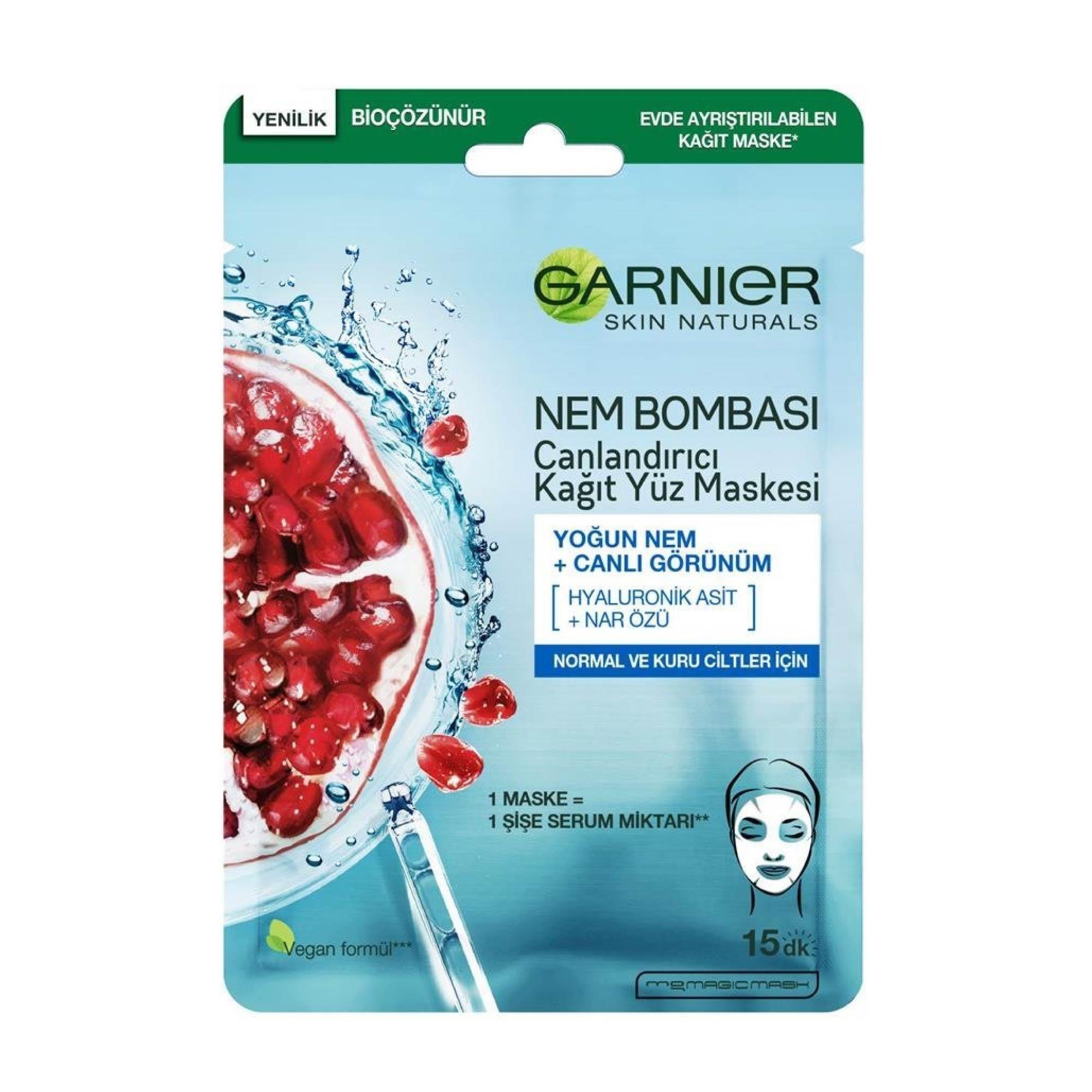Garnier Skin Naturals Hydra Bomb Nemsiz Ciltler İçin Kağıt Maskesi