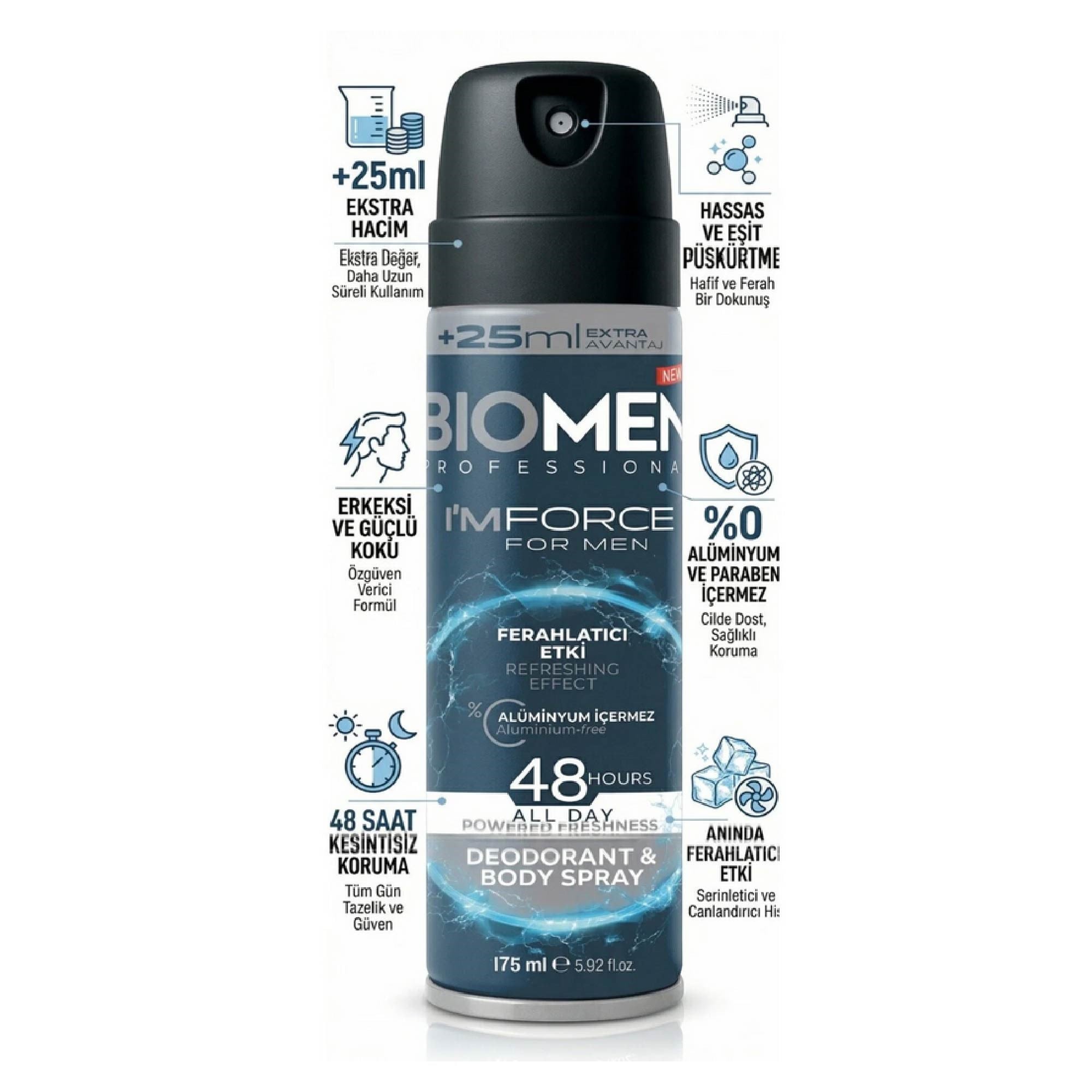 Biomen Deodorant & Body Sprey For Men Ferahlatıcı Etki I'm Force 175ml