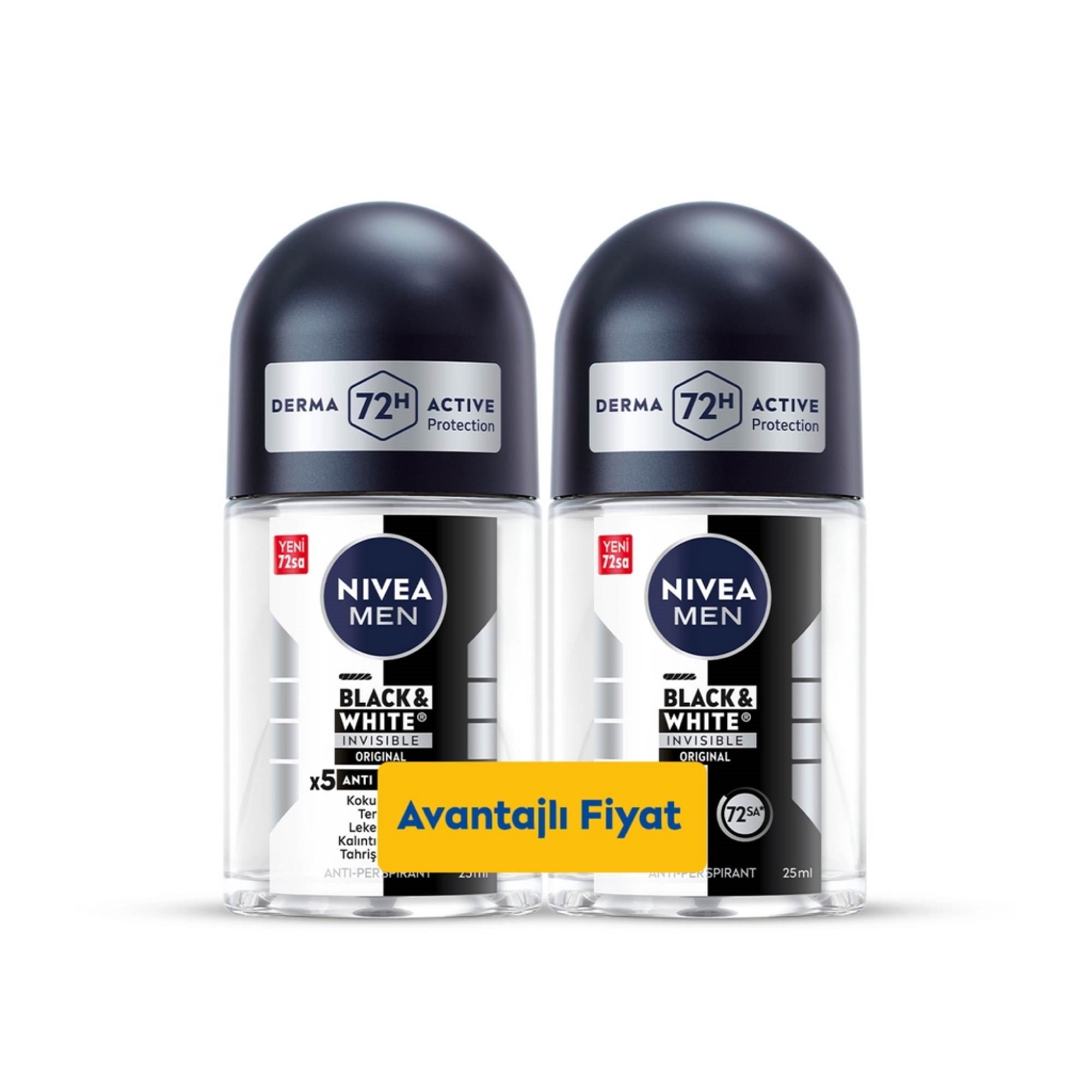 Nivea Men Erkek Mini Roll-on Deodorant Black & White Invisible Original 2 x 25 ml